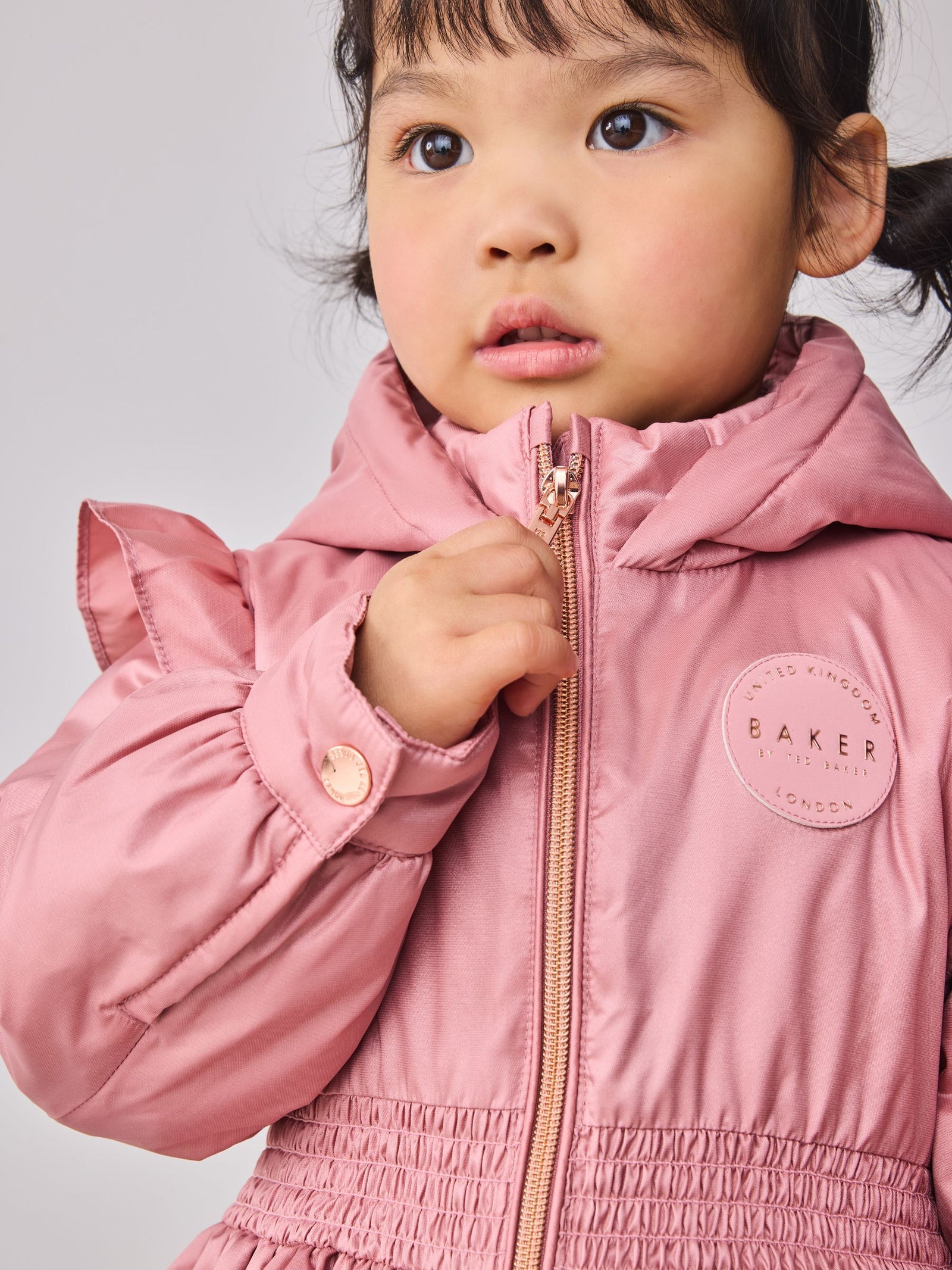 Baker by Ted Baker Pink Shower Resistant Lightweight Scallop Raincoat