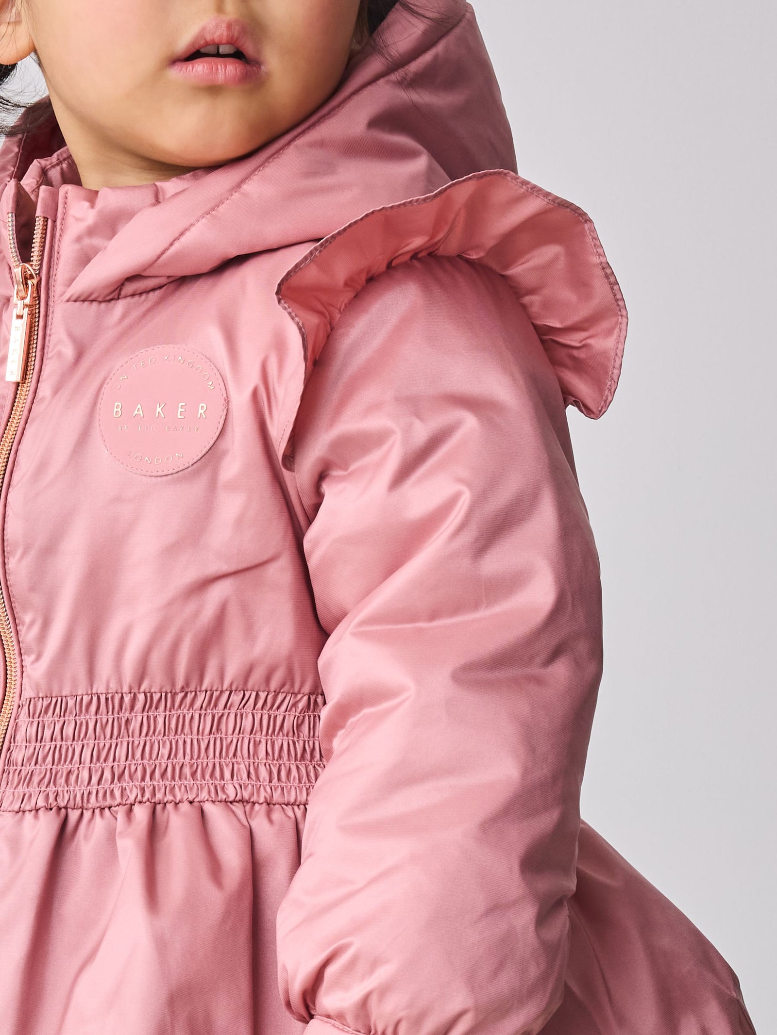 Baker by Ted Baker Pink Shower Resistant Lightweight Scallop Raincoat