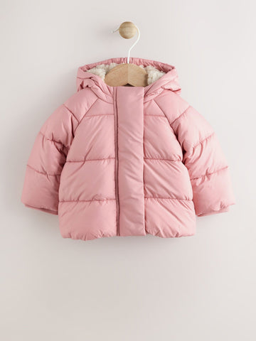 Pink Hooded Baby Padded Jacket immediate
