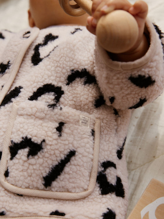 Neutral Borg Leopard Print Baby Jacket (0mths-2yrs)