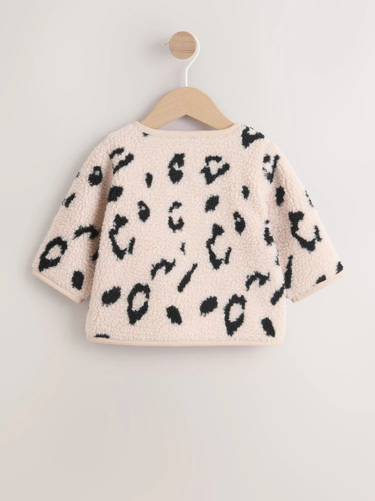 Neutral Borg Leopard Print Baby Jacket (0mths-2yrs)