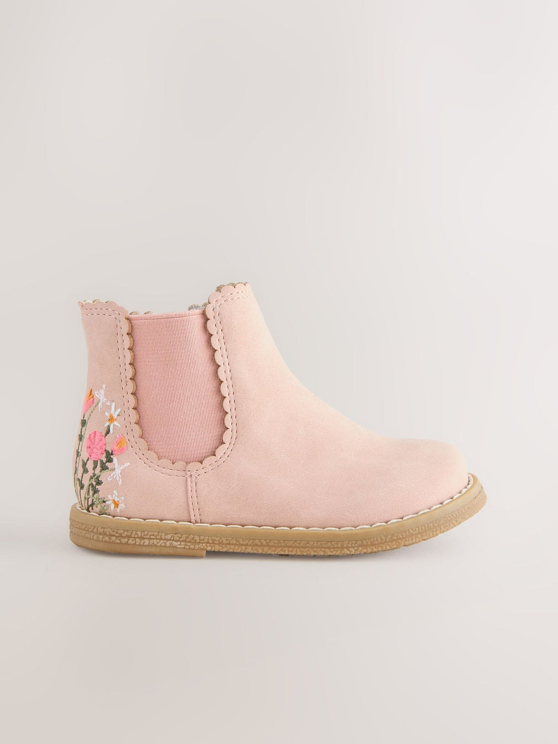 Pink Embroidered Standard Fit (F) Chelsea Ankle Boots