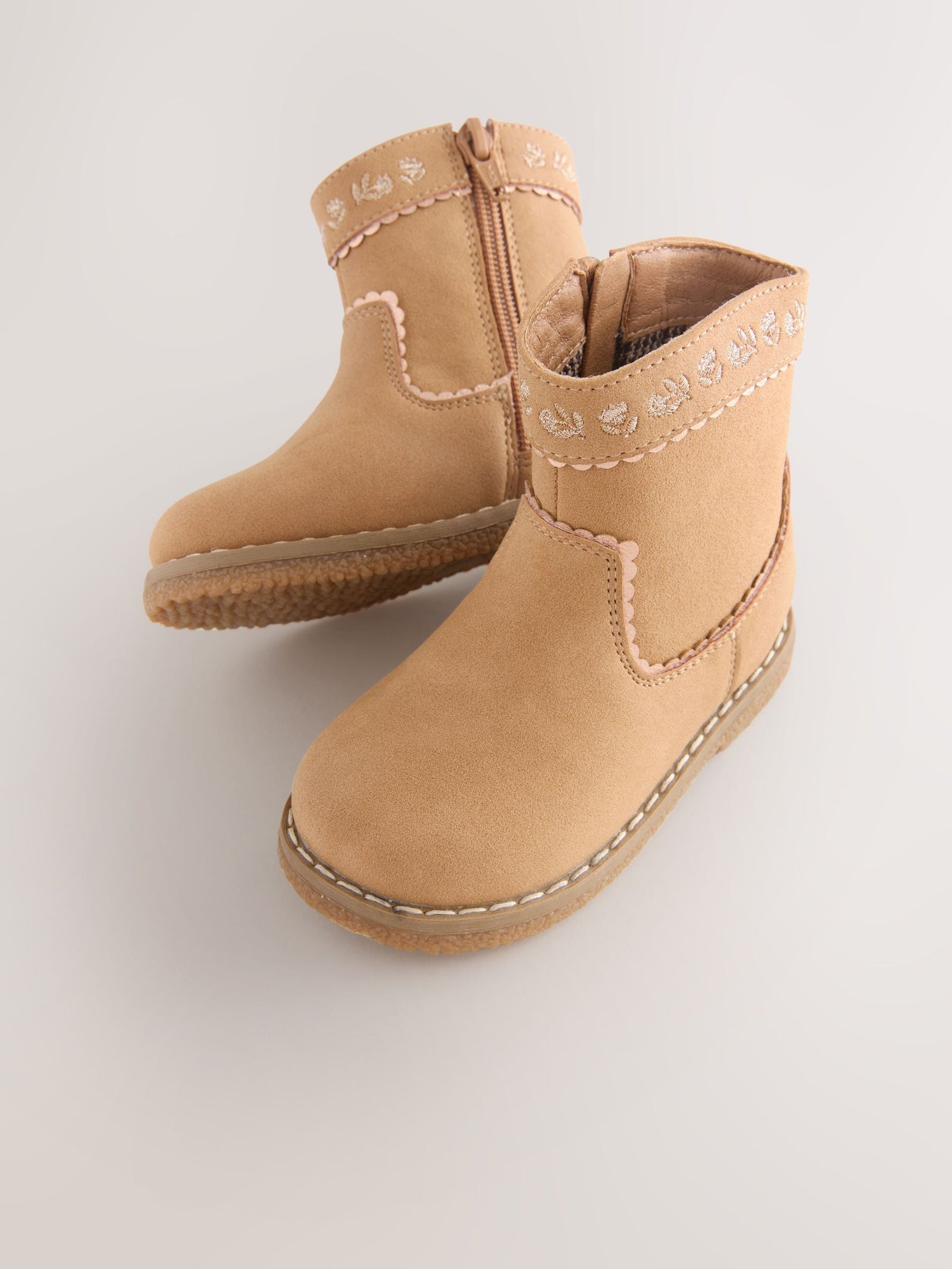 Tan Brown Standard Fit (F) Western Ankle Boots