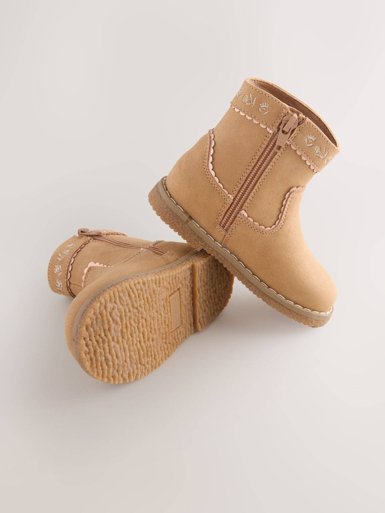 Tan Brown Standard Fit (F) Western Ankle Boots