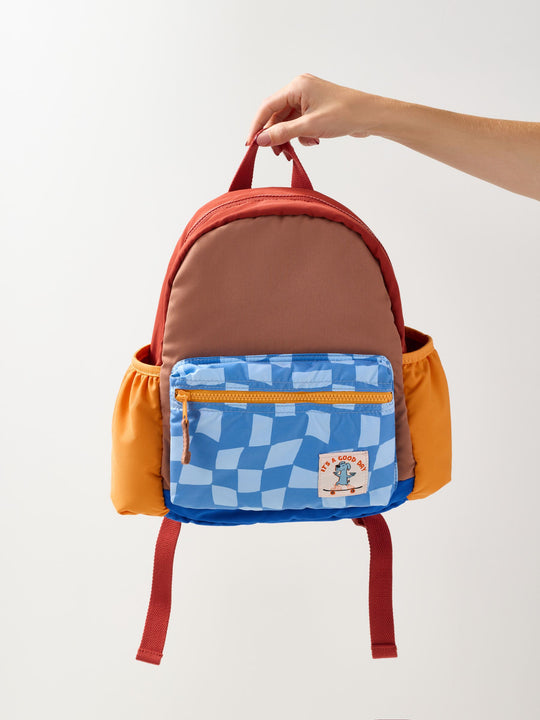 Colourblock Check Backpack