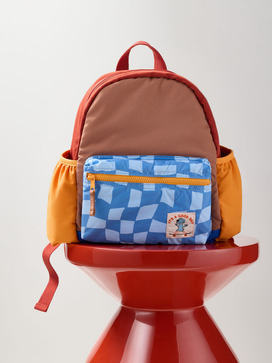 Colourblock Check Backpack