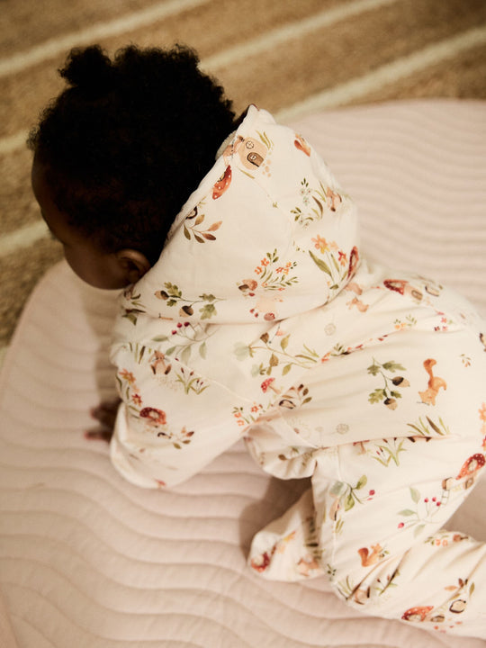 Ecru Woodland Printed Hooded Baby Pramsuit (0mths-2yrs)