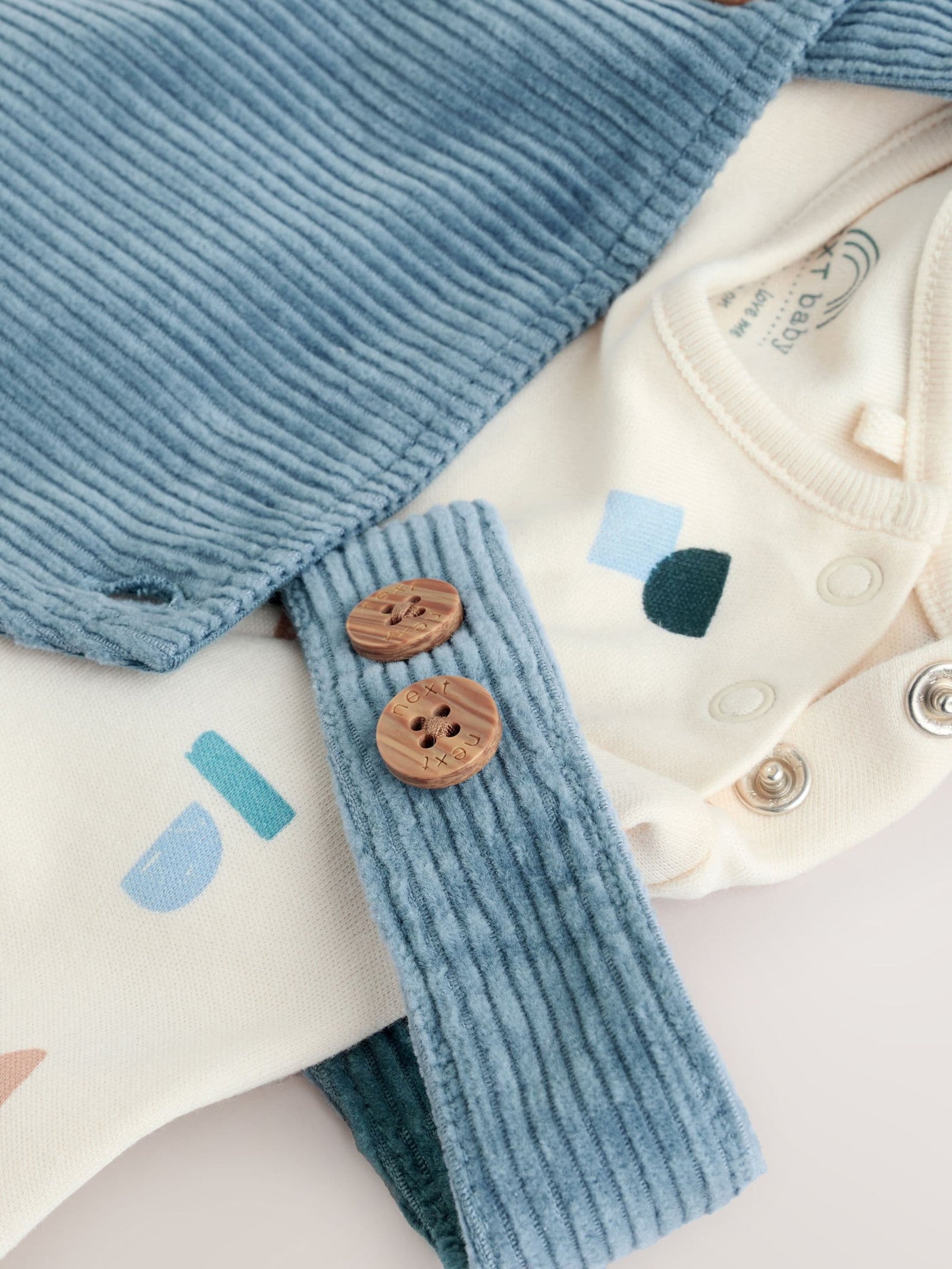 Mid Blue Cord Dungarees and Bodysuit Set (0mths-2yrs)