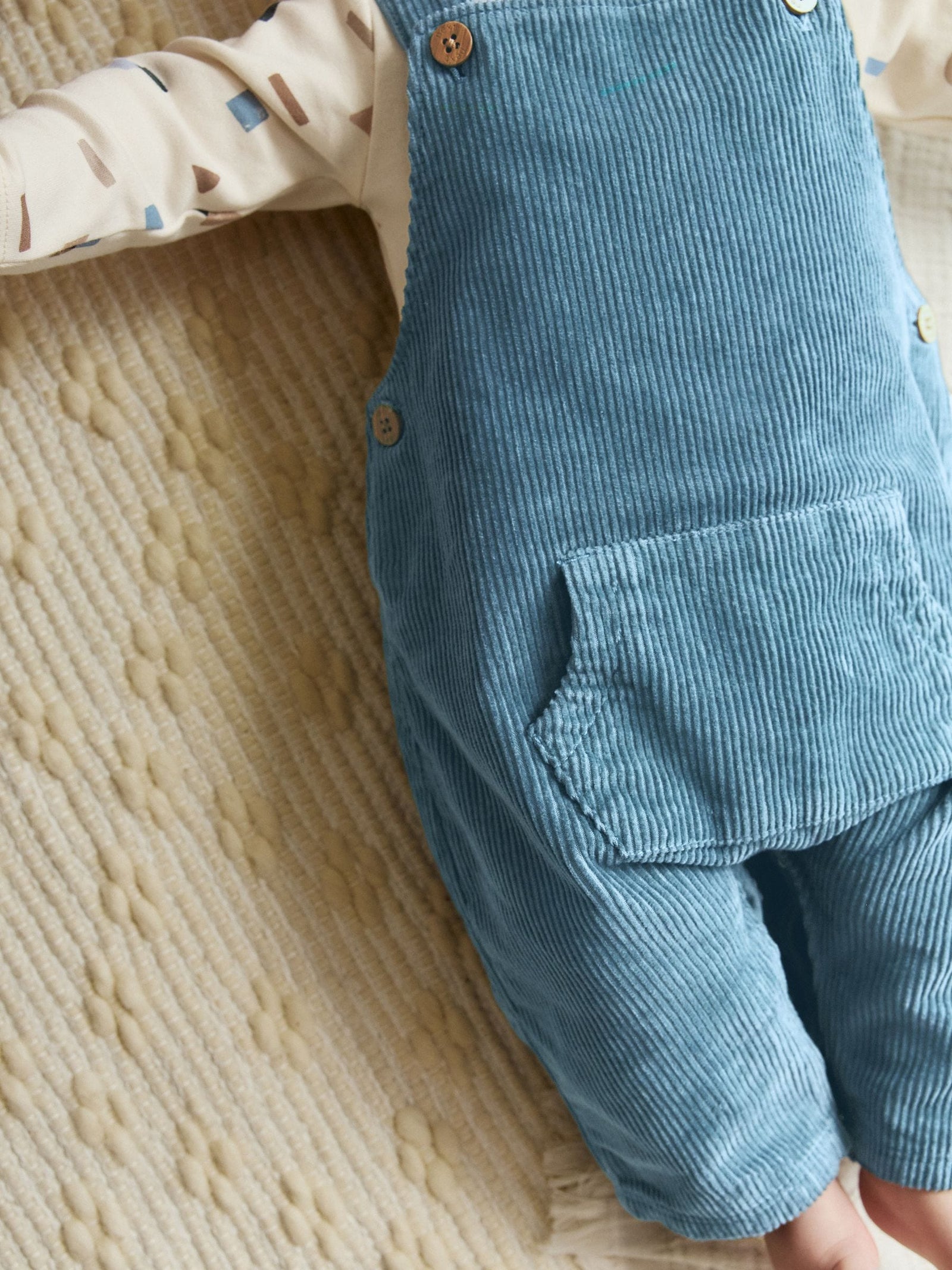 Mid Blue Cord Dungarees and Bodysuit Set (0mths-2yrs)