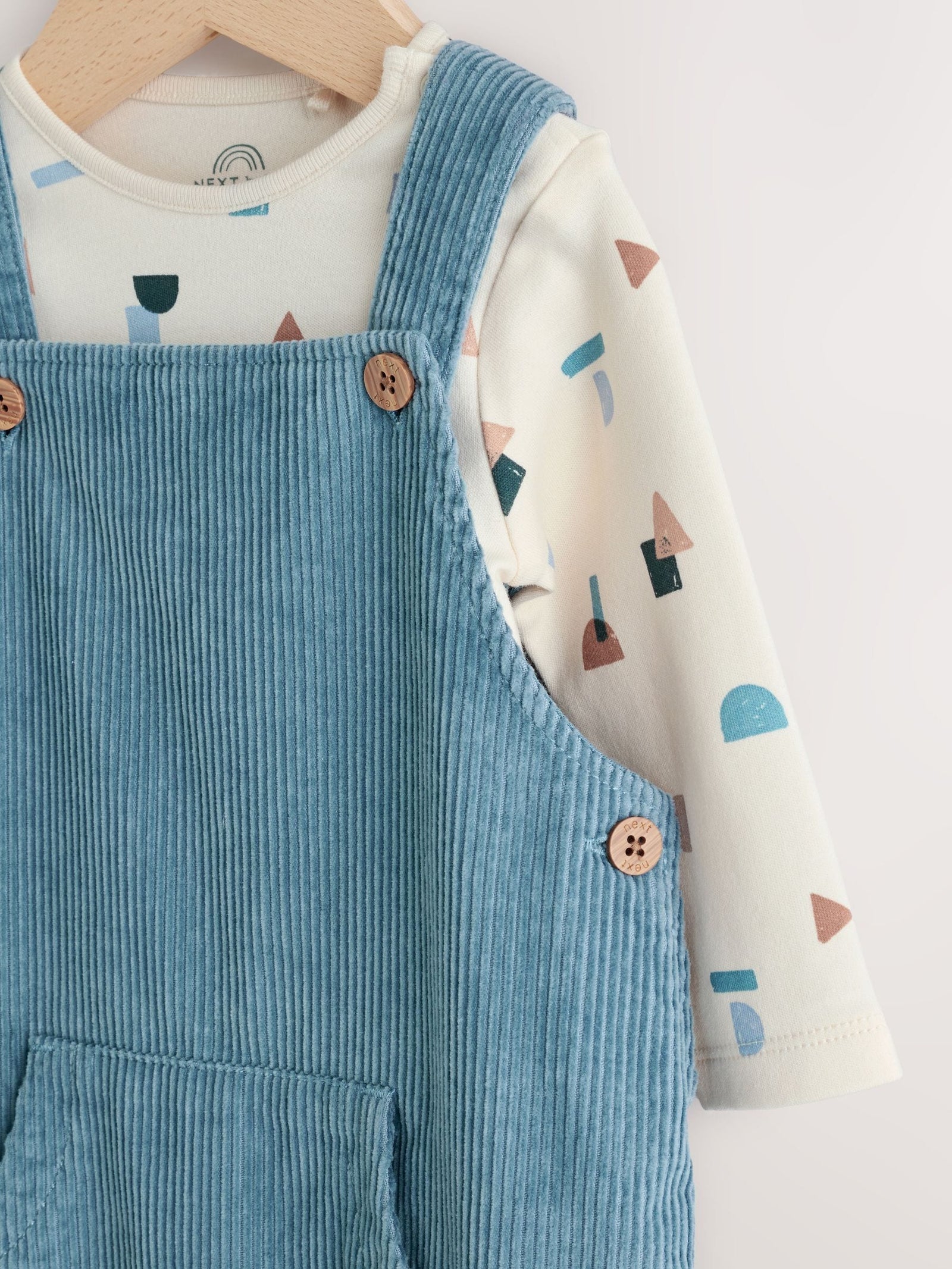 Mid Blue Cord Dungarees and Bodysuit Set (0mths-2yrs)