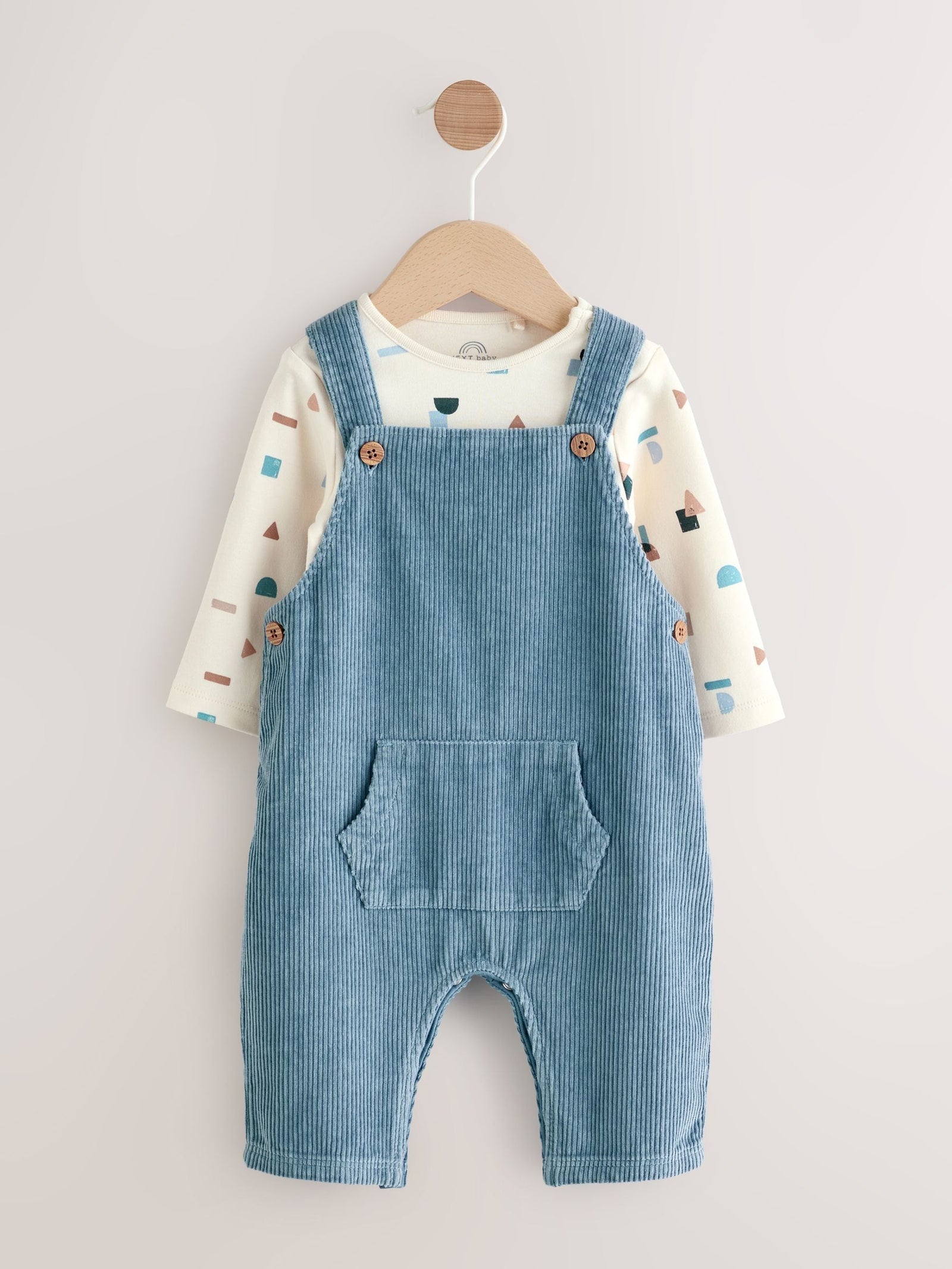 Mid Blue Cord Dungarees and Bodysuit Set (0mths-2yrs)