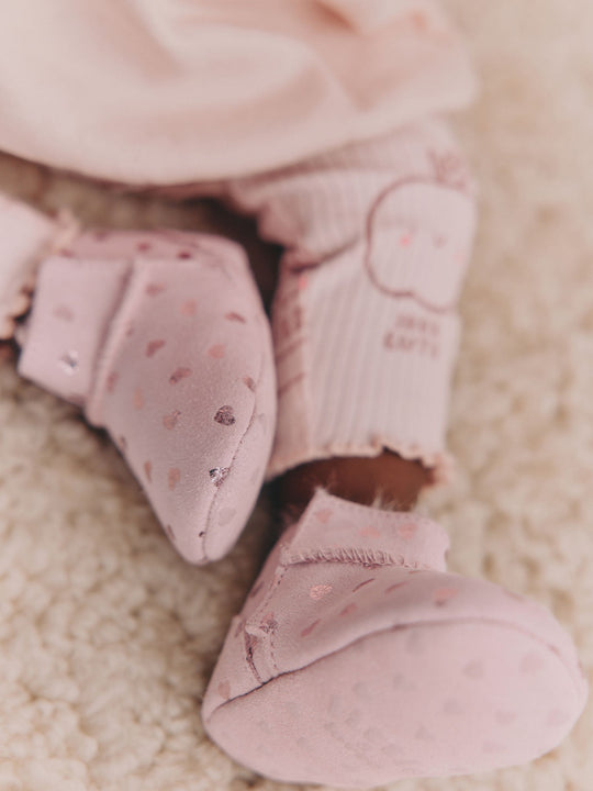 Pink Heart Suede Baby Pull-On Boots (0-24mths)