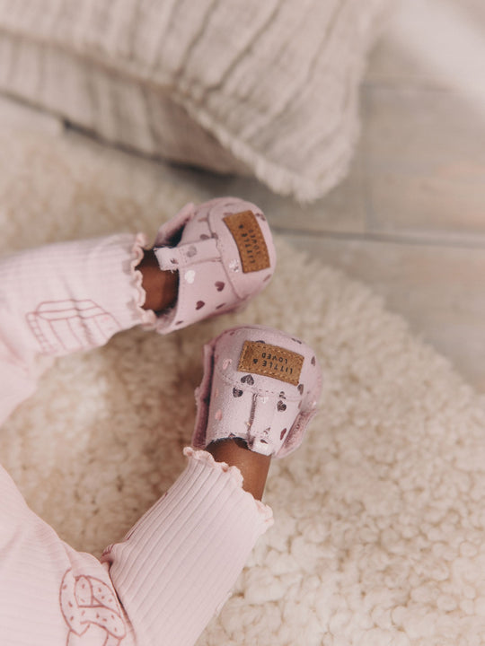 Pink Heart Suede Baby Pull-On Boots (0-24mths)