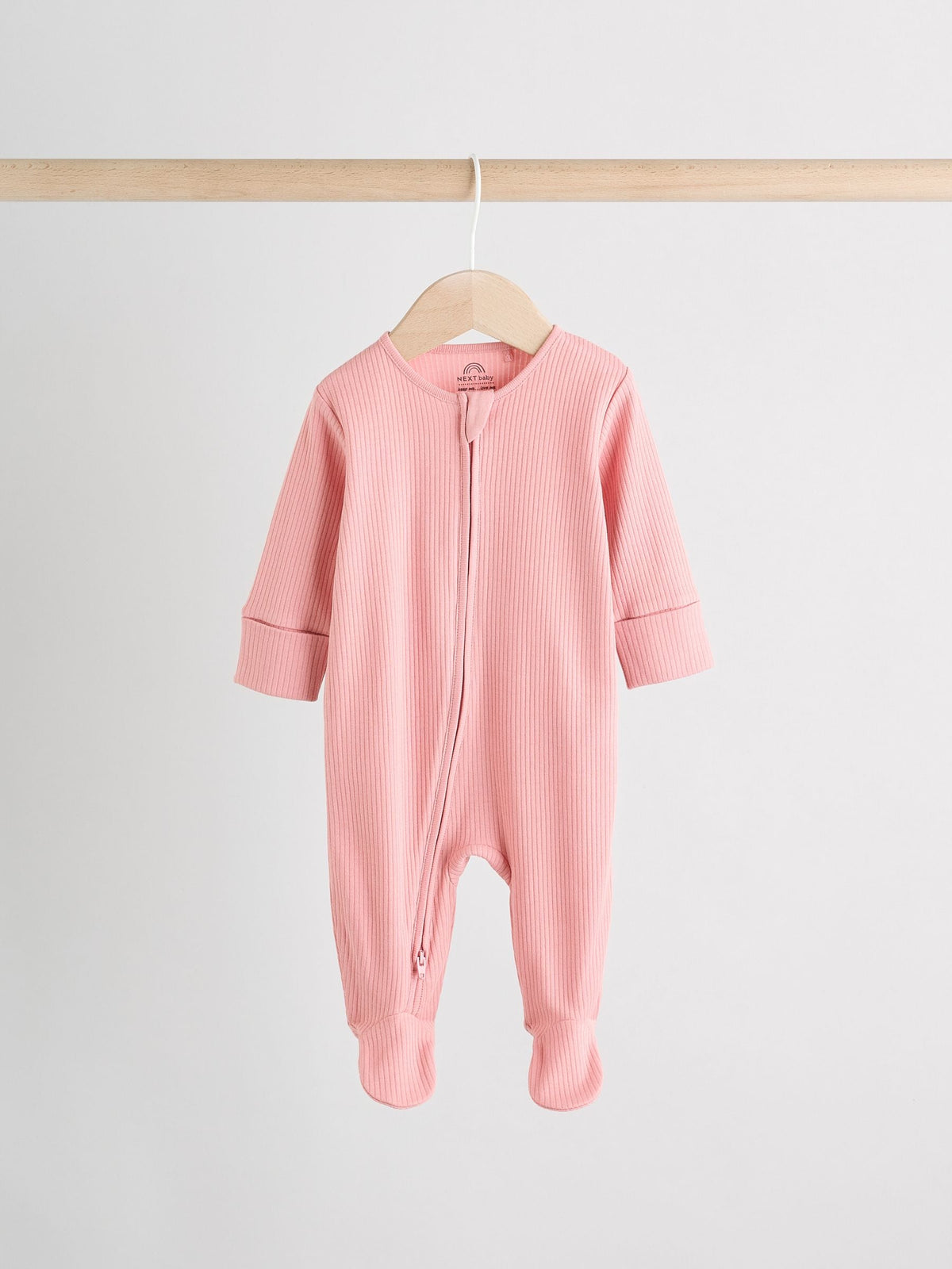 Pink 3 Pack Two Way Zip Baby Sleepsuits (0-2yrs)