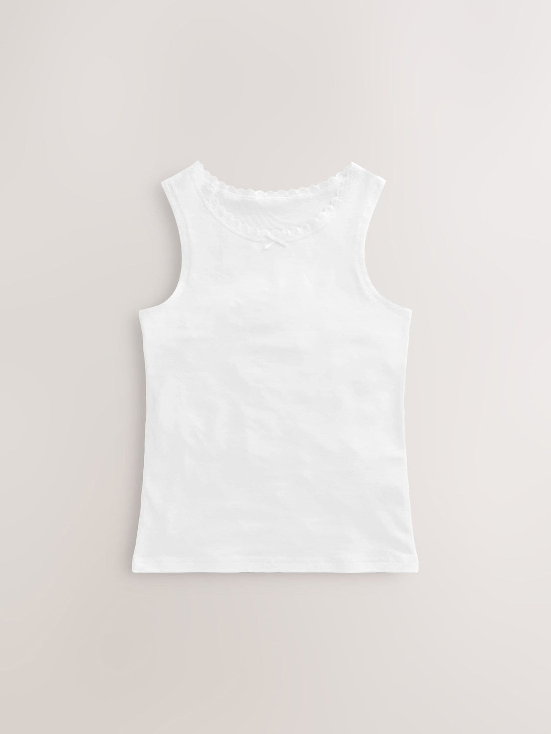 White 10 Pack Lace Trim Vest (1.5-16yrs)