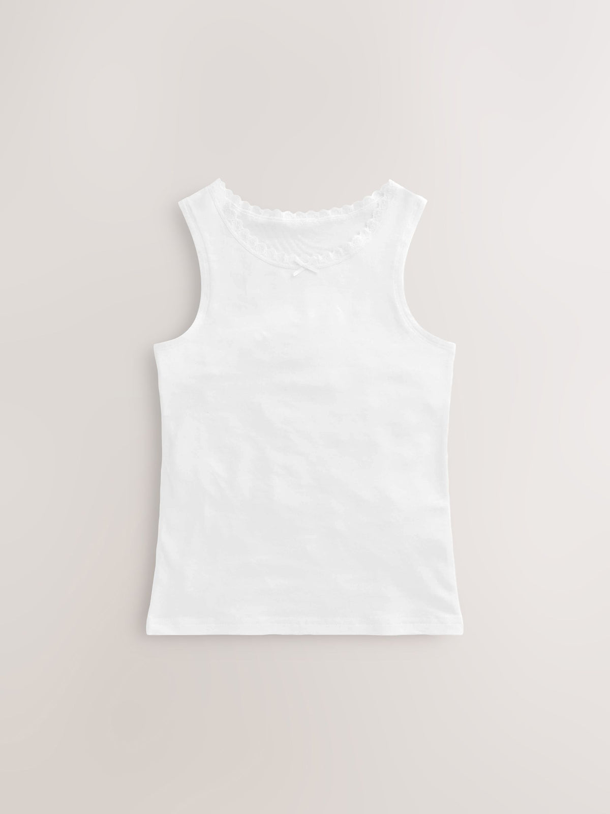 White 10 Pack Lace Trim Vest (1.5-16yrs)