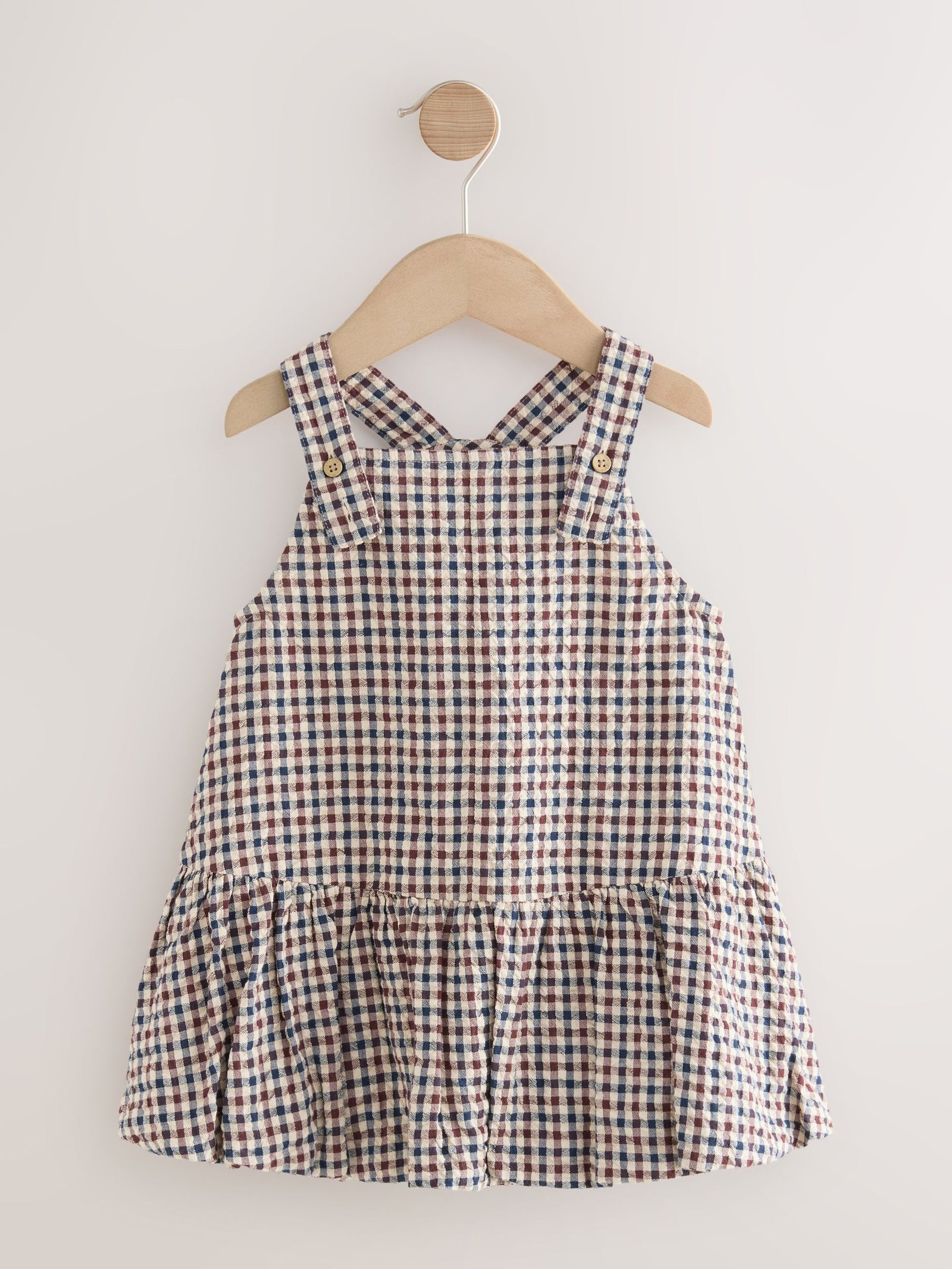Neutral Check Bubble Hem Pinafore Dress (3mths-8yrs)