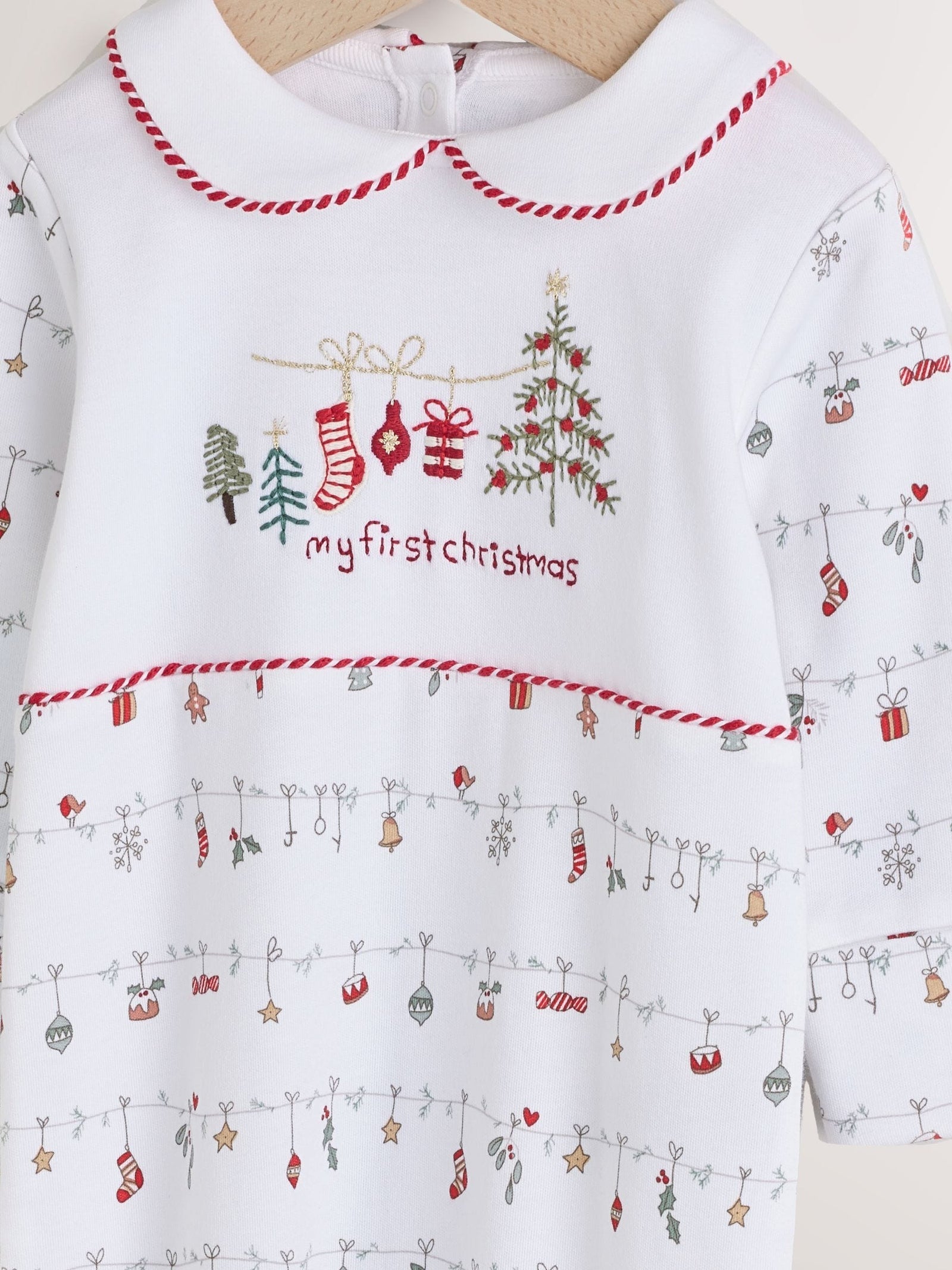 White My First Baby Christmas Sleepsuit (0-18mths)