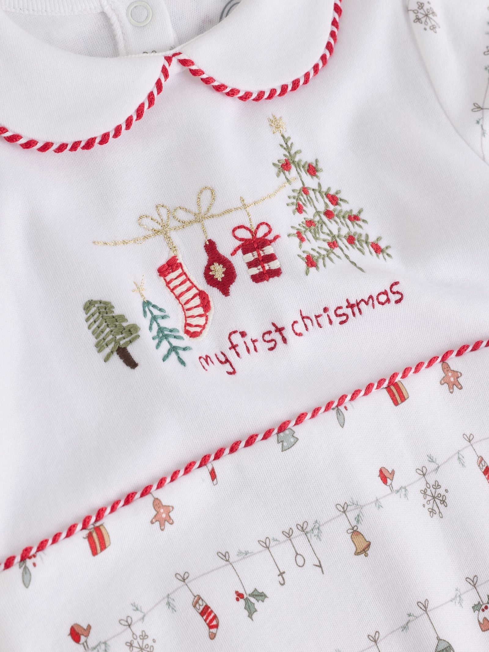 White My First Baby Christmas Sleepsuit (0-18mths)