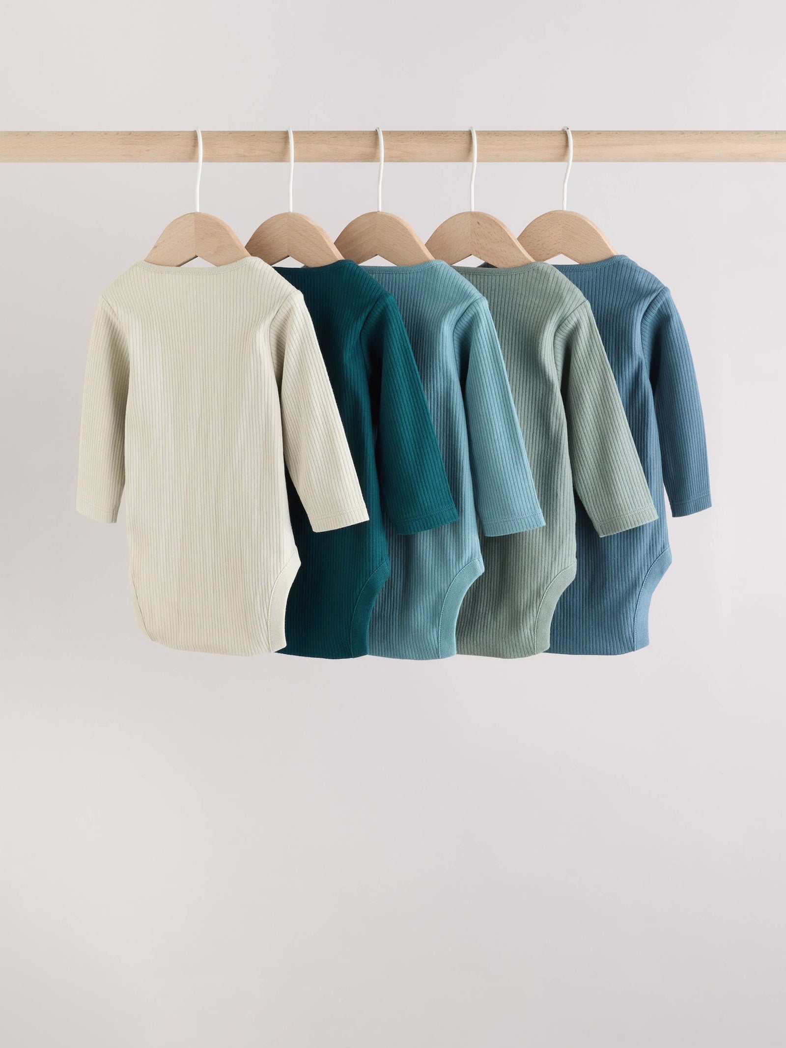 Blue Baby Long Sleeve Bodysuits 5 Pack