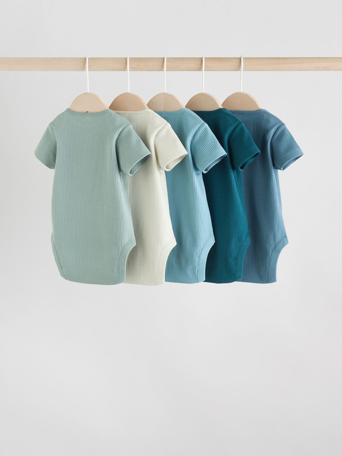Blue Short Sleeve Baby Bodysuits 5 Pack