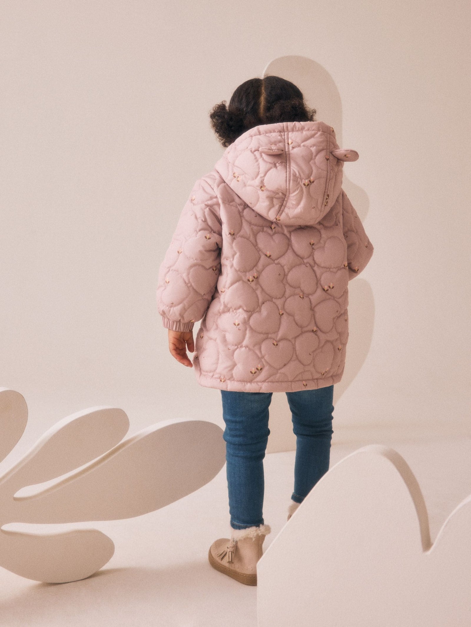 Lilac Purple Shower Resistant Heart Quilt Coat (3mths-7yrs)