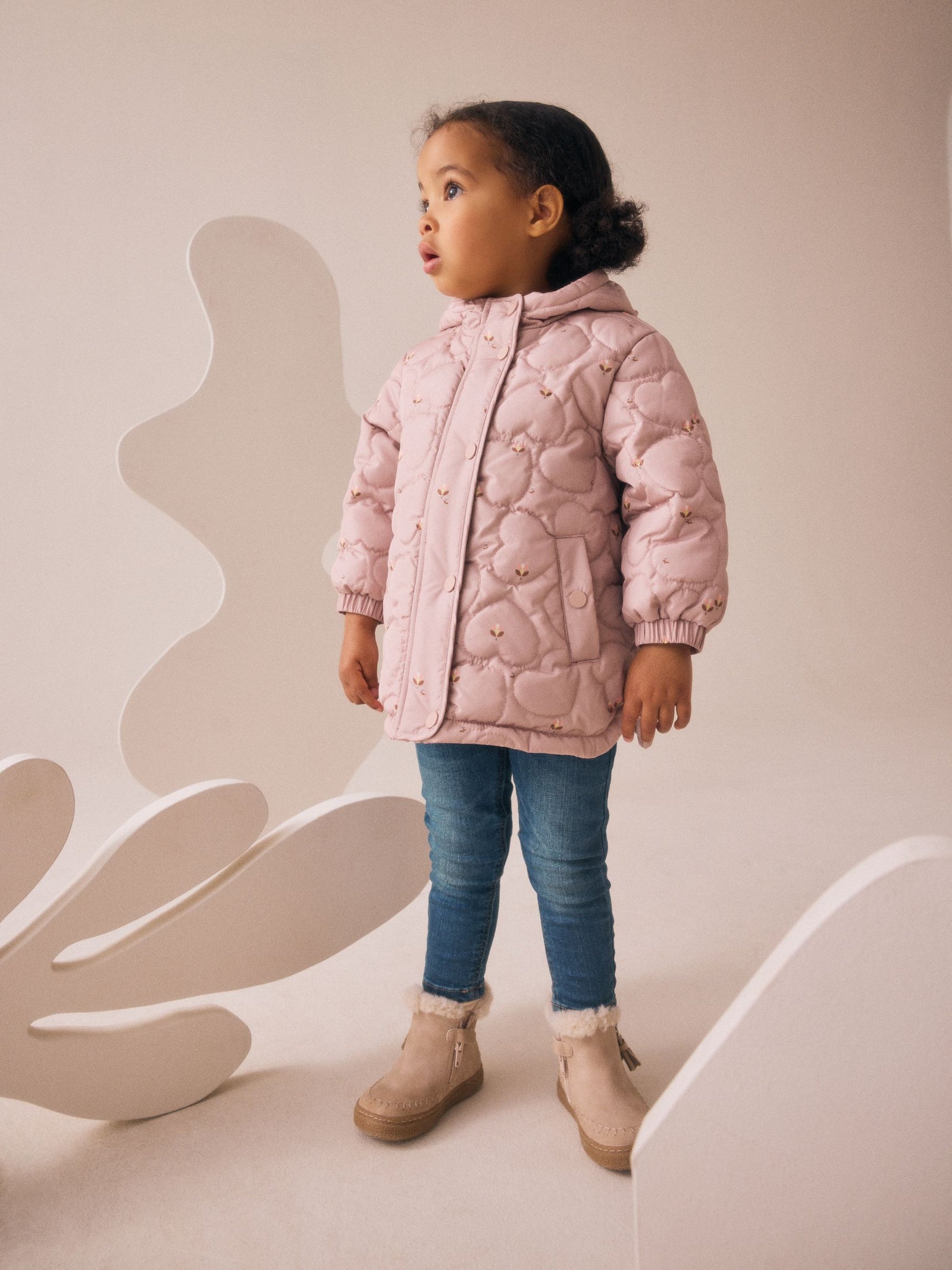 Lilac Purple Shower Resistant Heart Quilt Coat (3mths-7yrs)