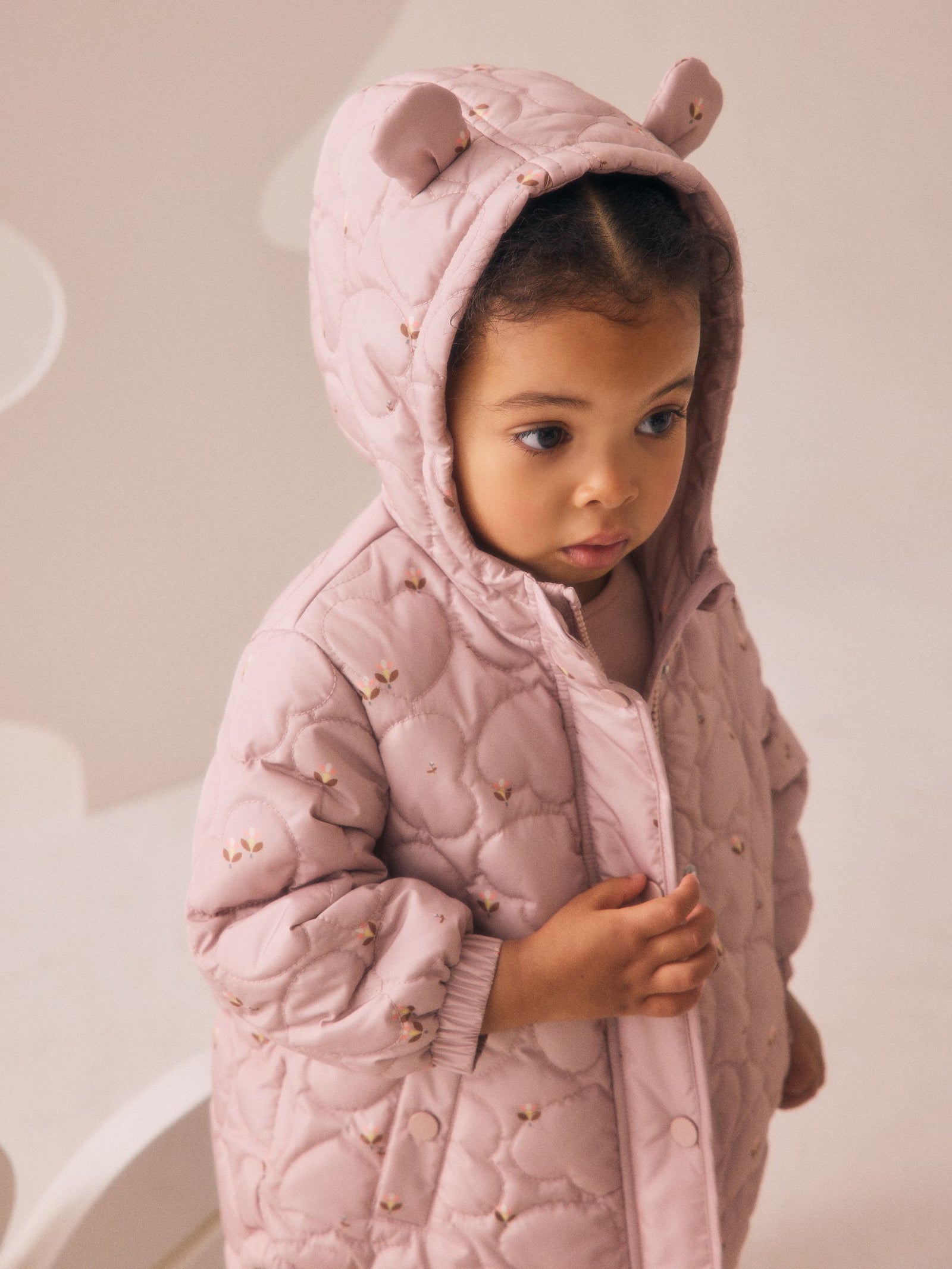 Lilac Purple Shower Resistant Heart Quilt Coat (3mths-7yrs)