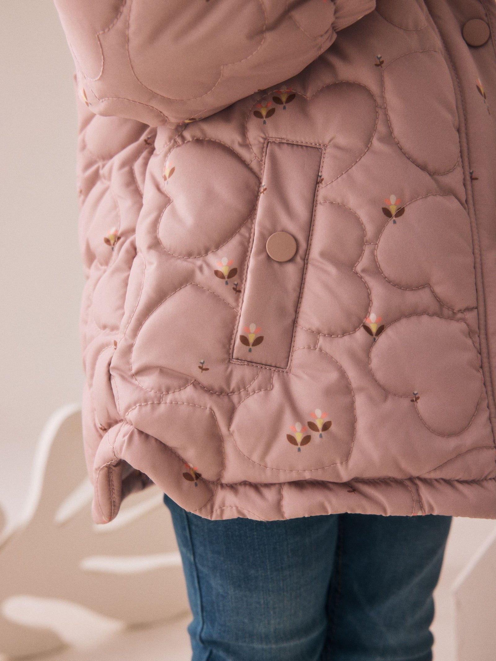 Lilac Purple Shower Resistant Heart Quilt Coat (3mths-7yrs)