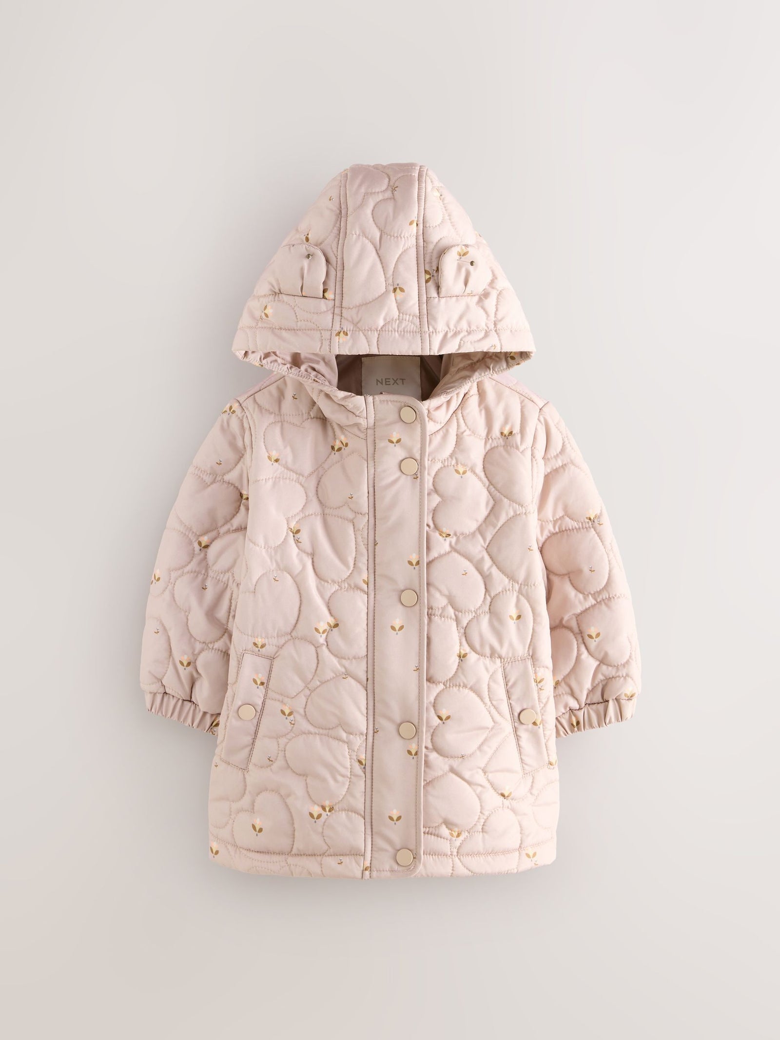 Lilac Purple Shower Resistant Heart Quilt Coat (3mths-7yrs)