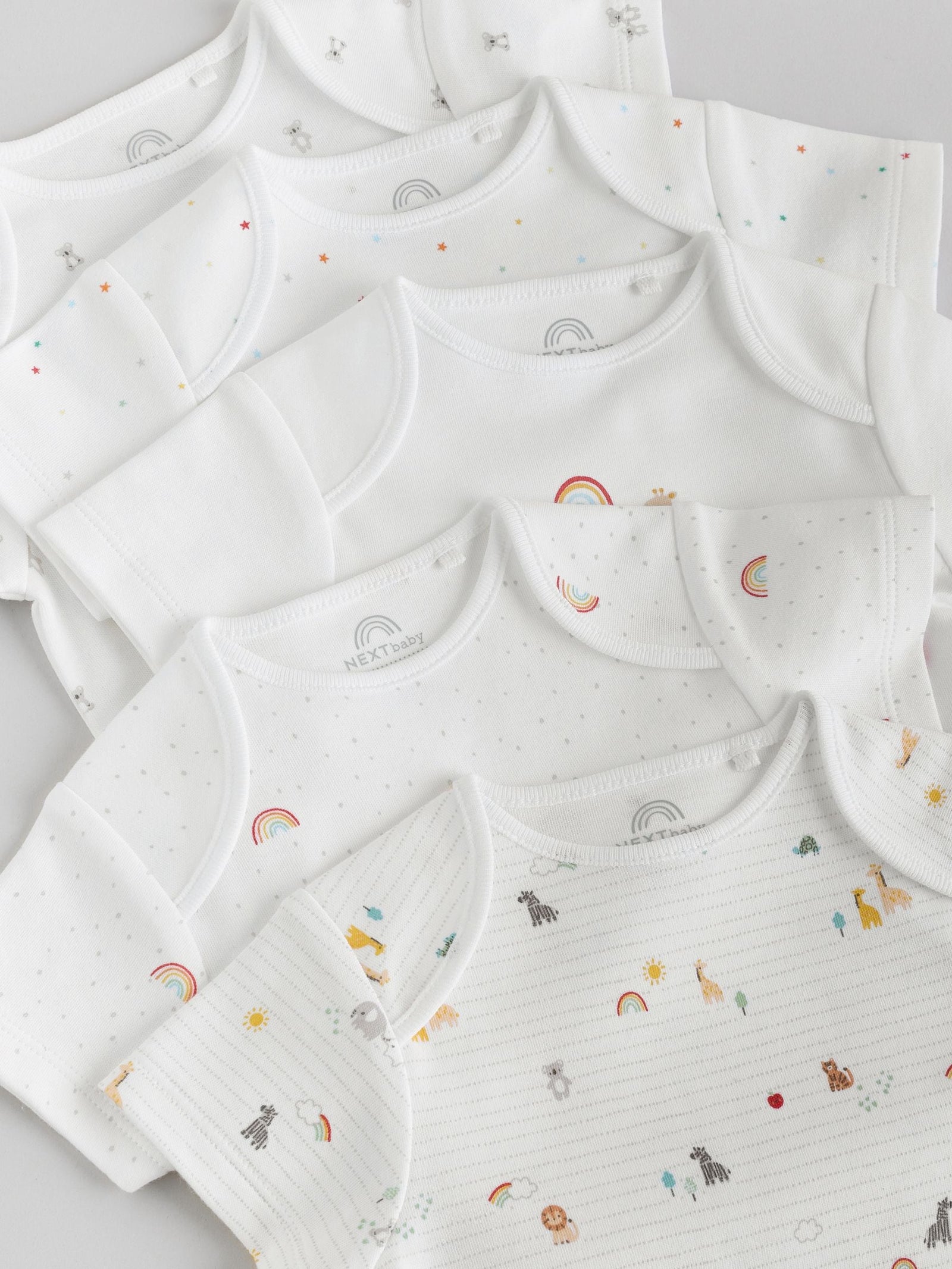White Character 5 Pack Baby Short Sleeve Bodysuits