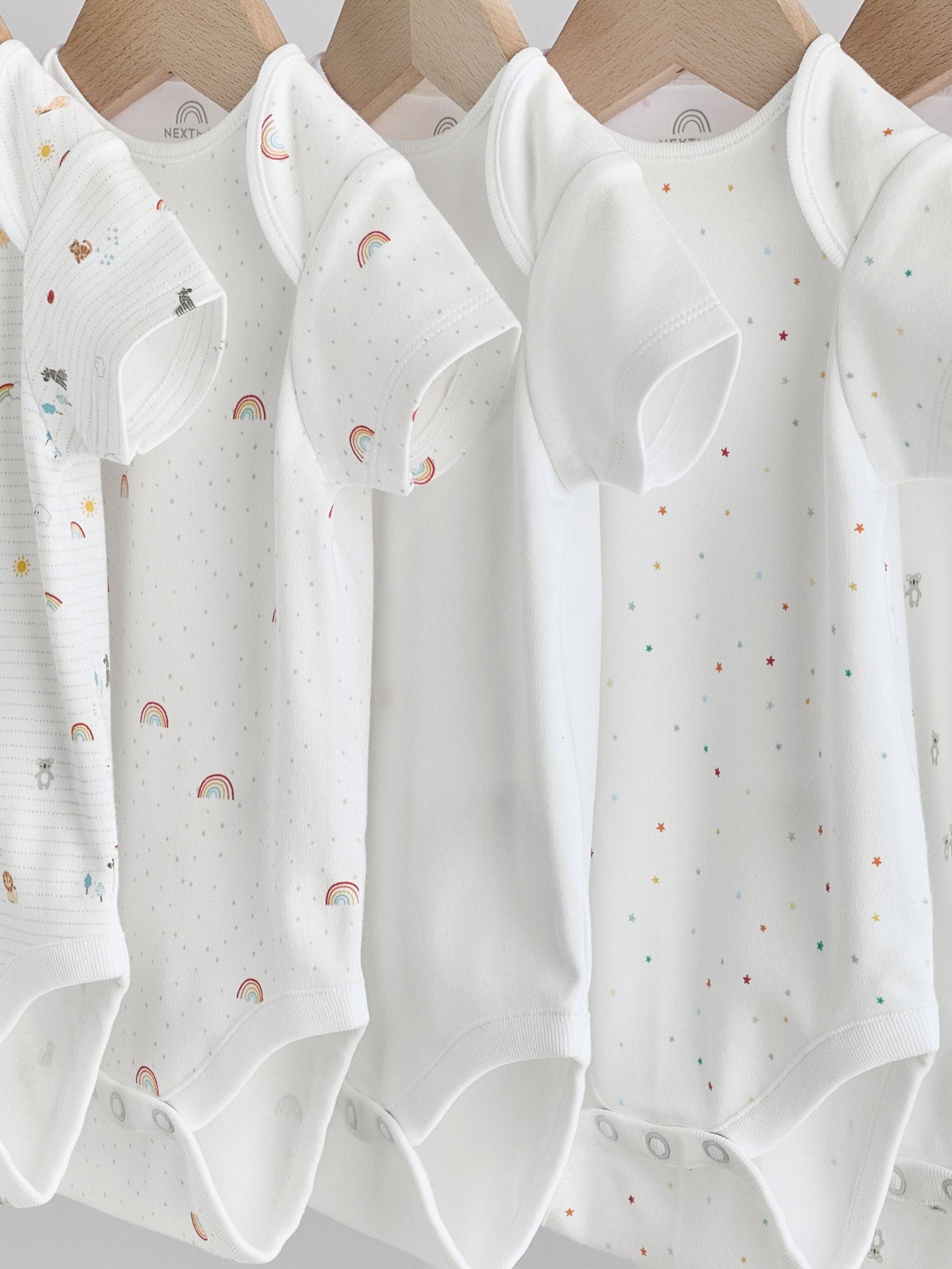 White Character 5 Pack Baby Short Sleeve Bodysuits