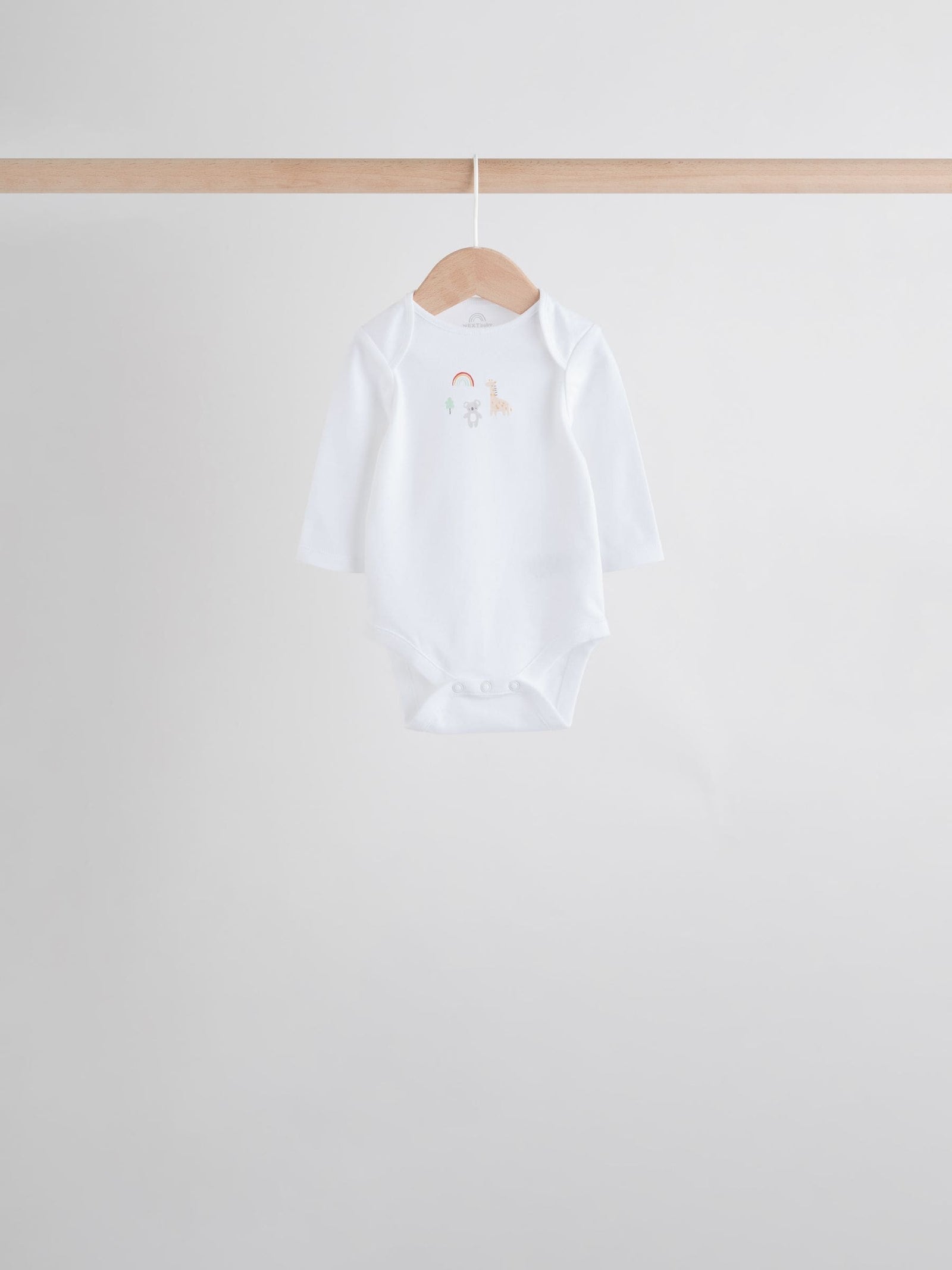 White Character 7 Pack Long Sleeve 100% Cotton Baby Bodysuits