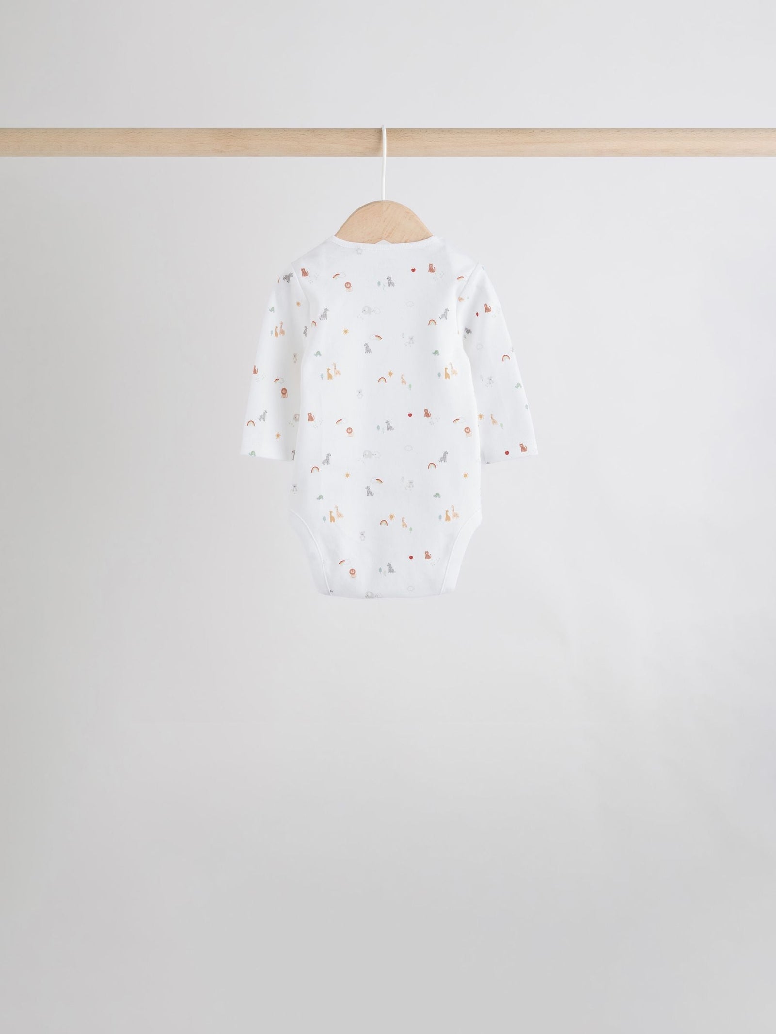 White Character 7 Pack Long Sleeve 100% Cotton Baby Bodysuits
