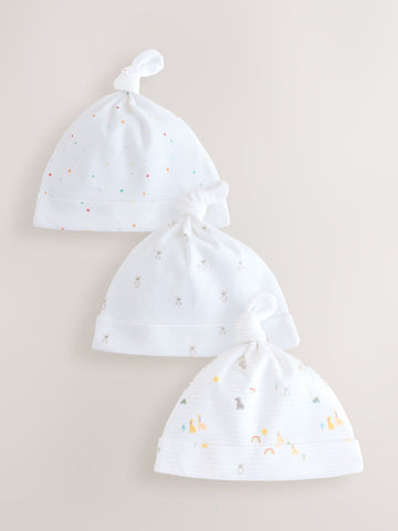 White Baby Tie Top Hats 3 Pack