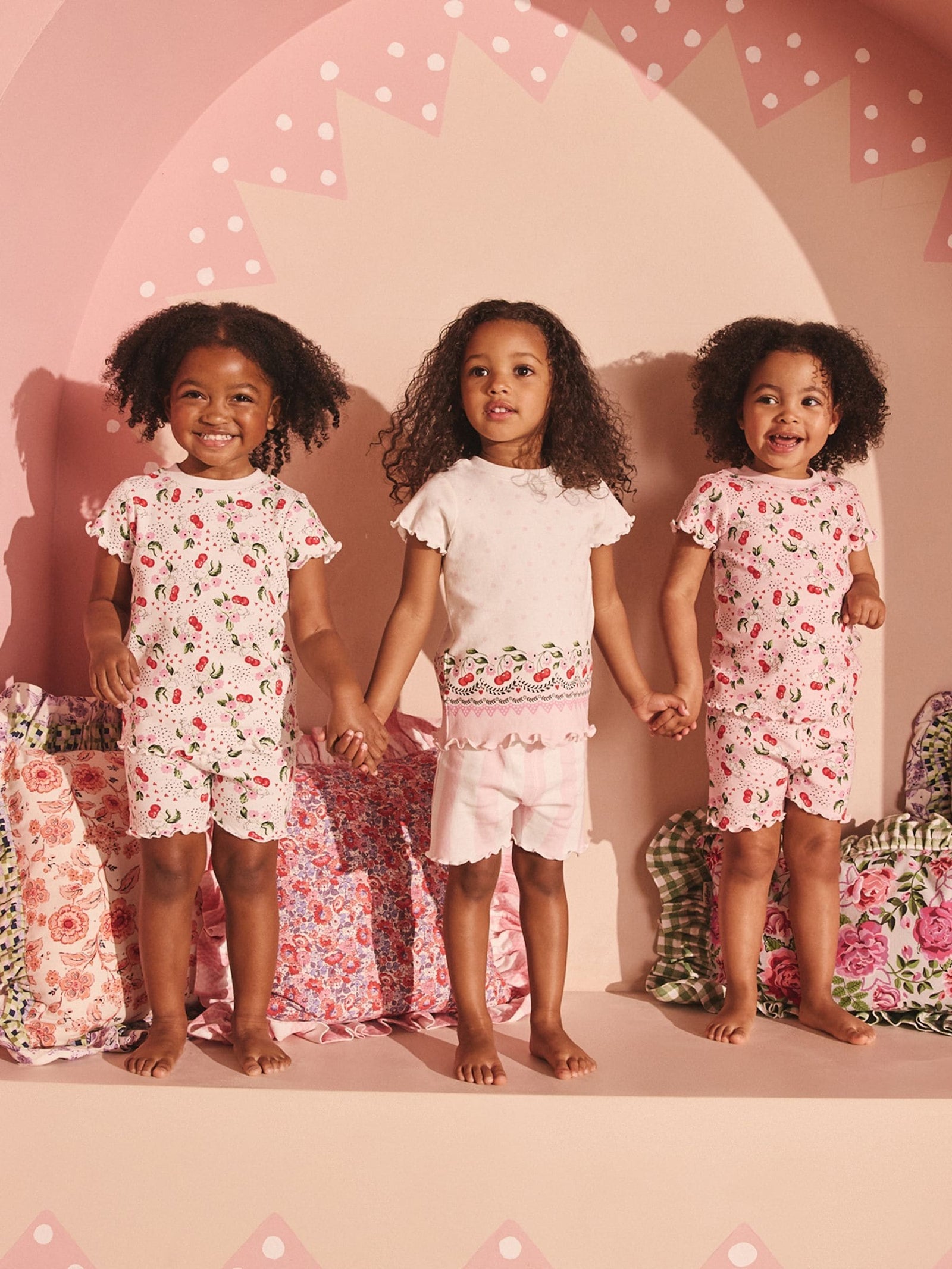 Cath Kidston Pink/White 100% Cotton Short Pyjamas 3 Pack