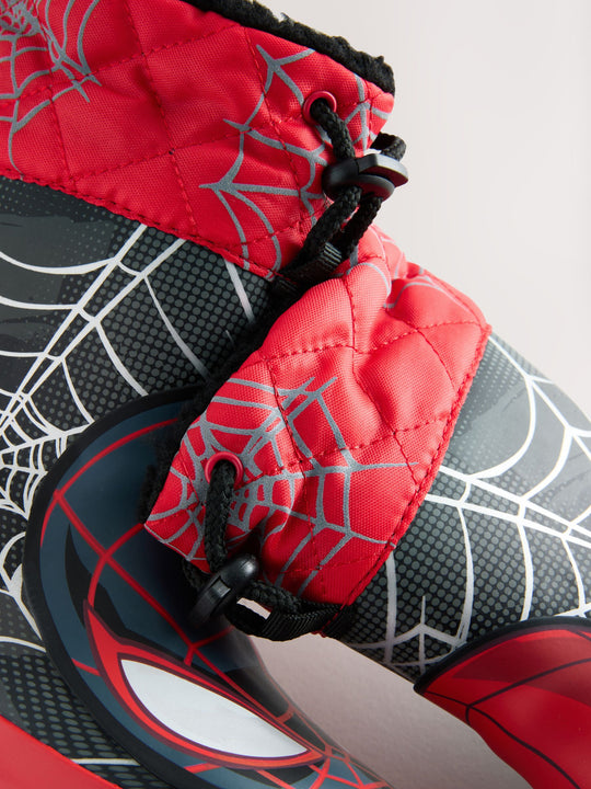 Black/Red Spiderman Thermal Thinsulate™ Lined Cuff Wellies