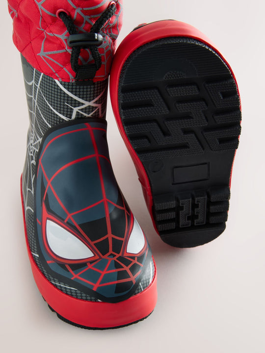 Black/Red Spiderman Thermal Thinsulate™ Lined Cuff Wellies