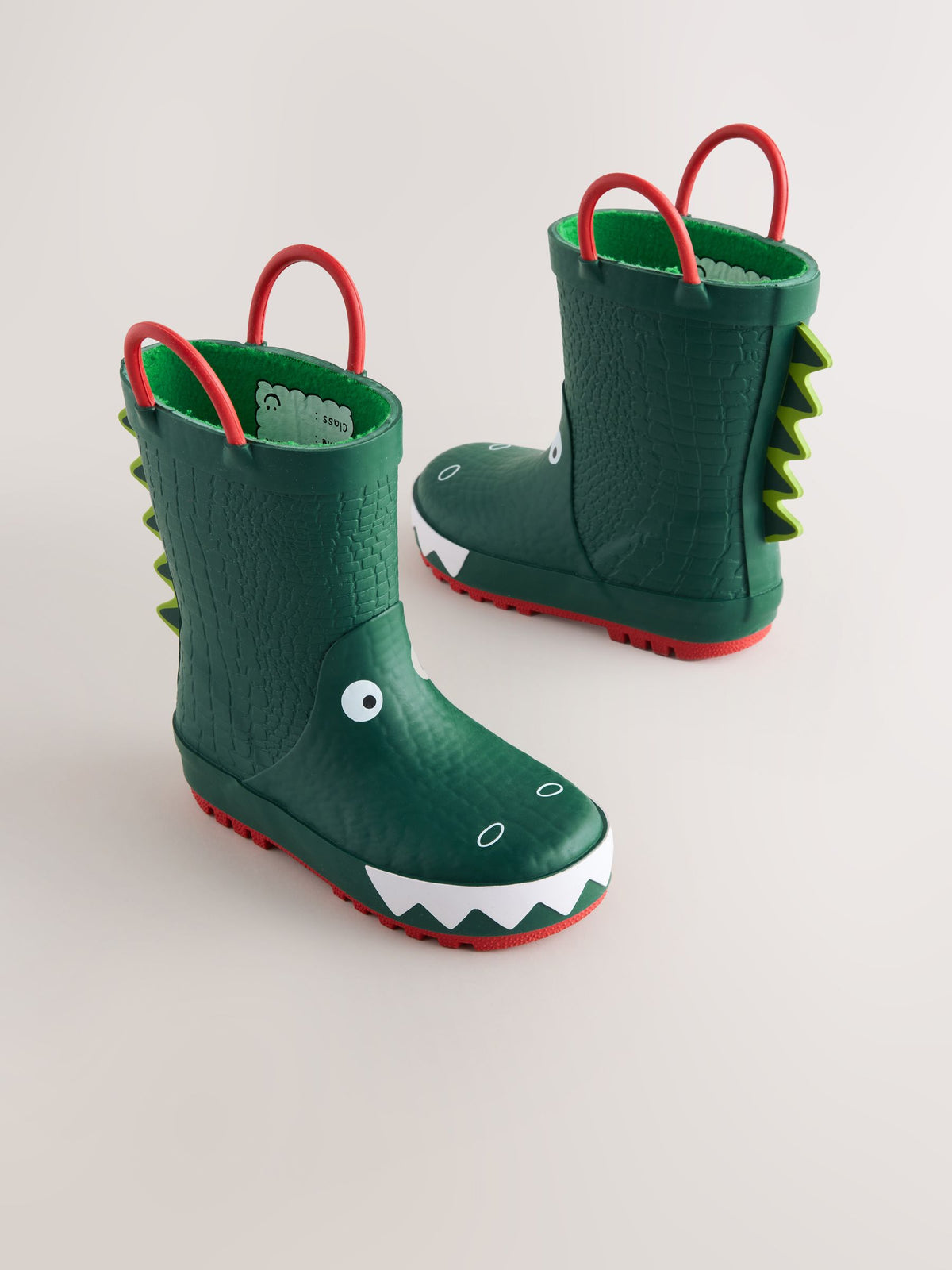Green Crocodile Handle Pull On Wellies