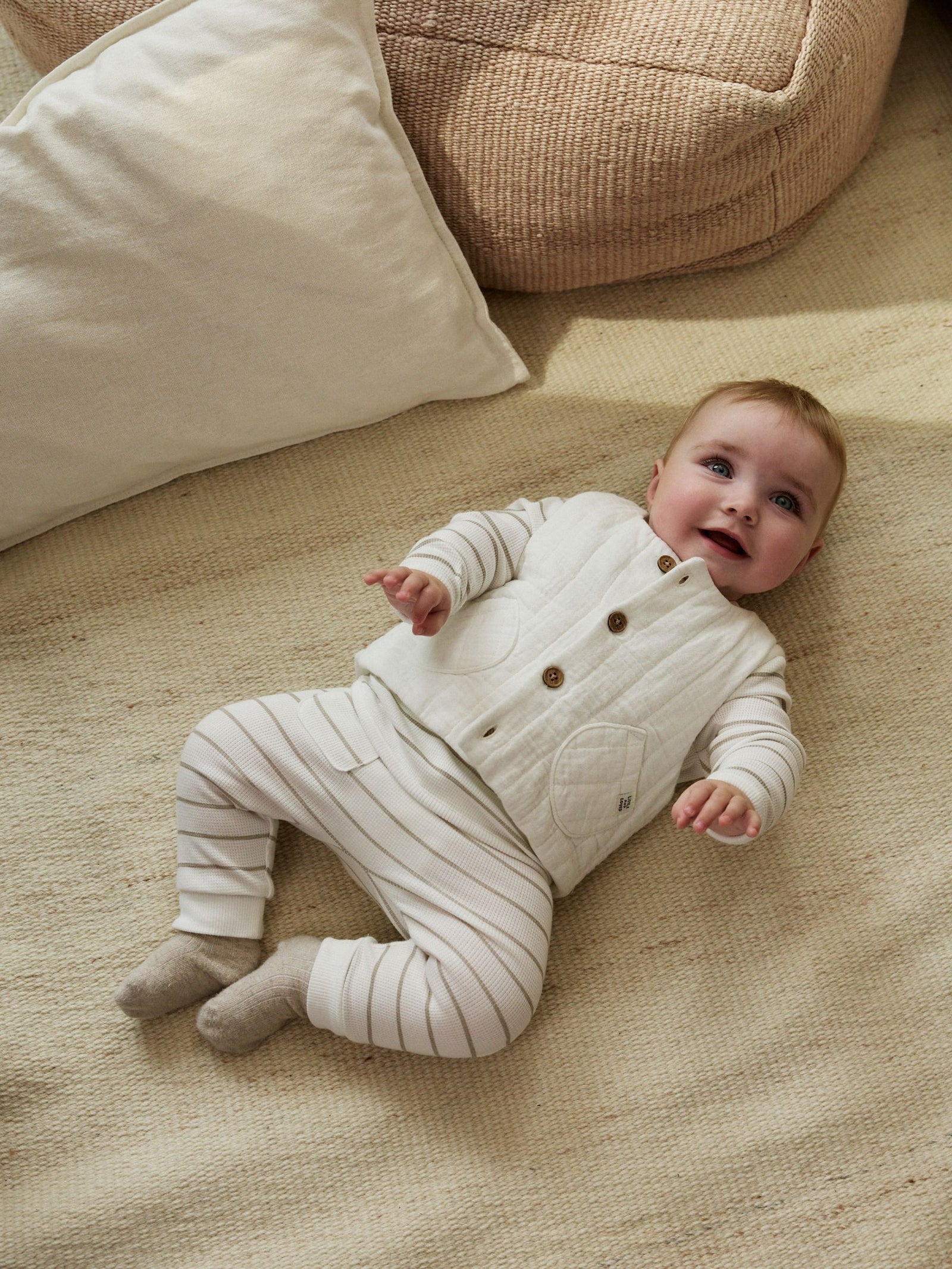 White Stripe Baby Gilet Top and Leggings Set (0mths-2yrs)