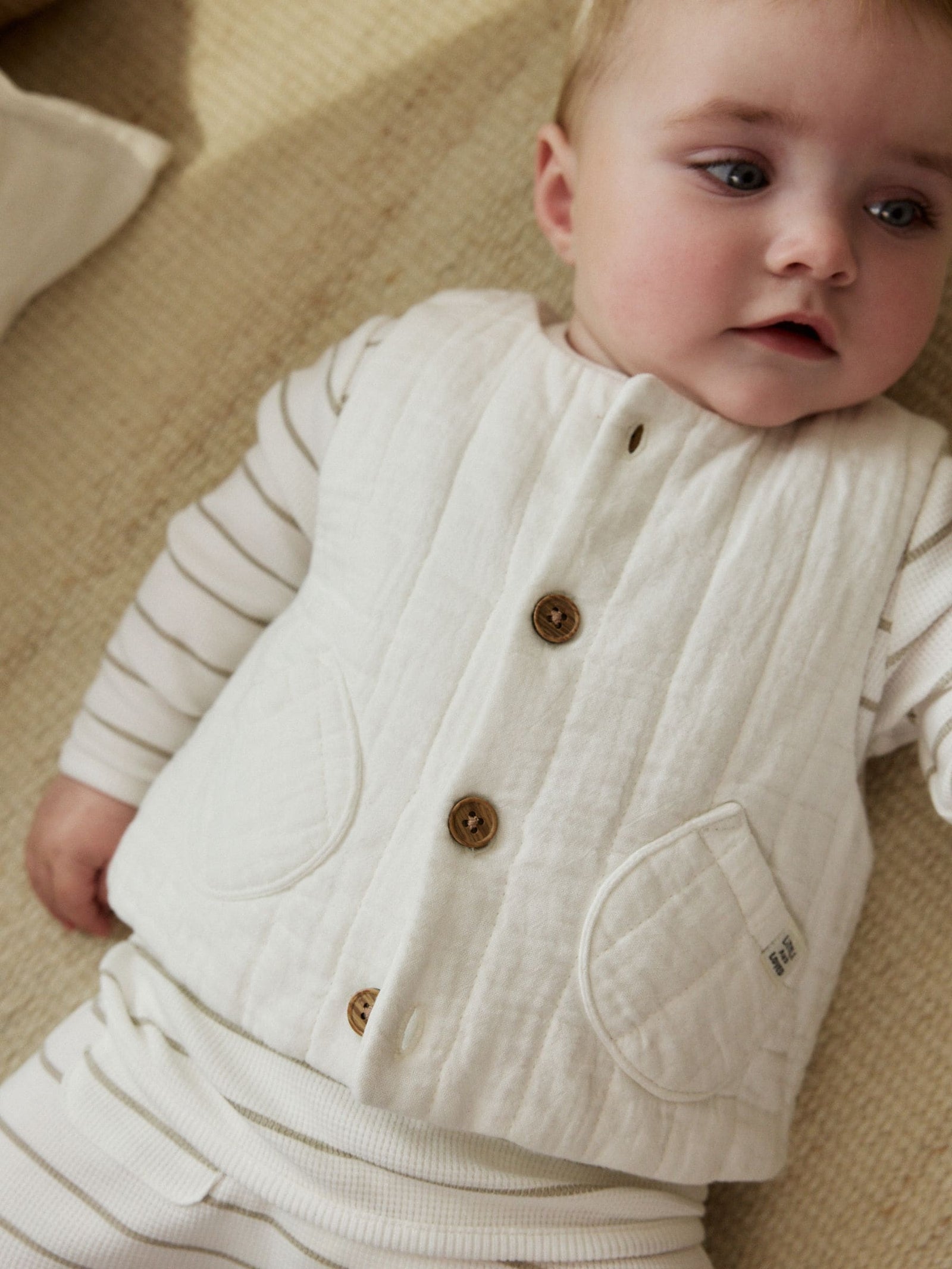 White Stripe Baby Gilet Top and Leggings Set (0mths-2yrs)