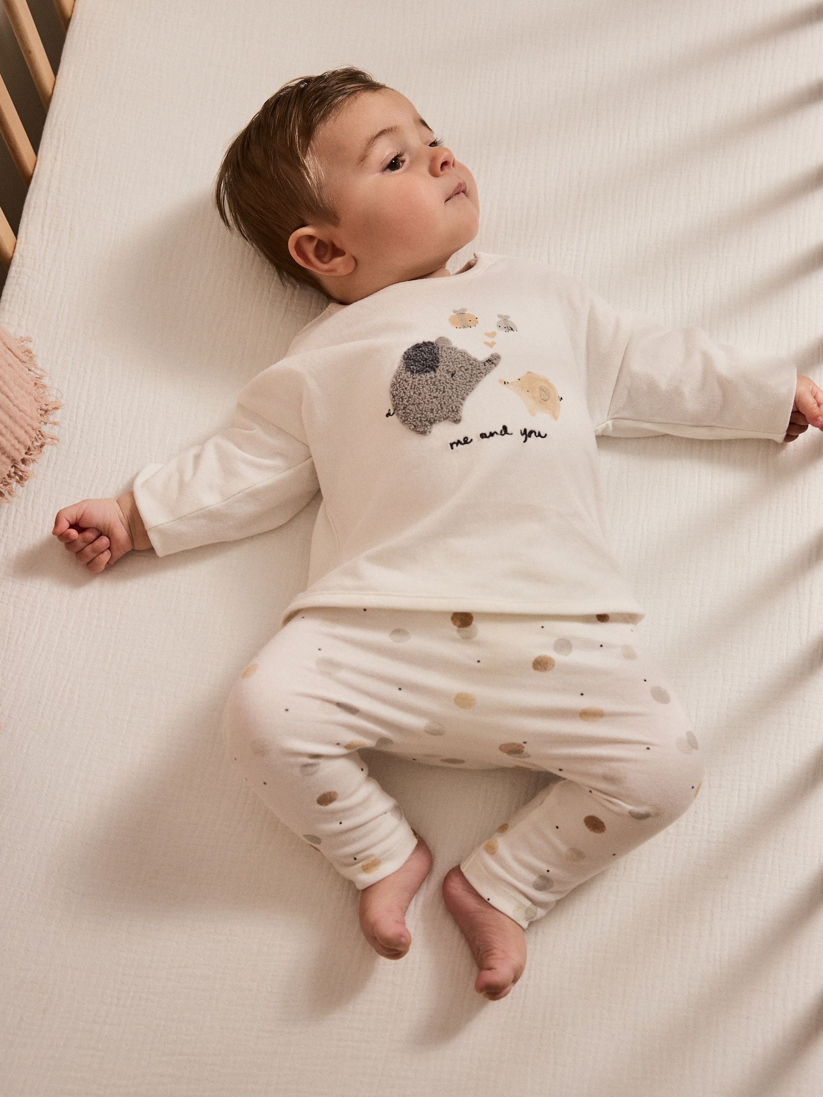 White Delicate Safari Top and Leggings Baby Set (0mths-2yrs)