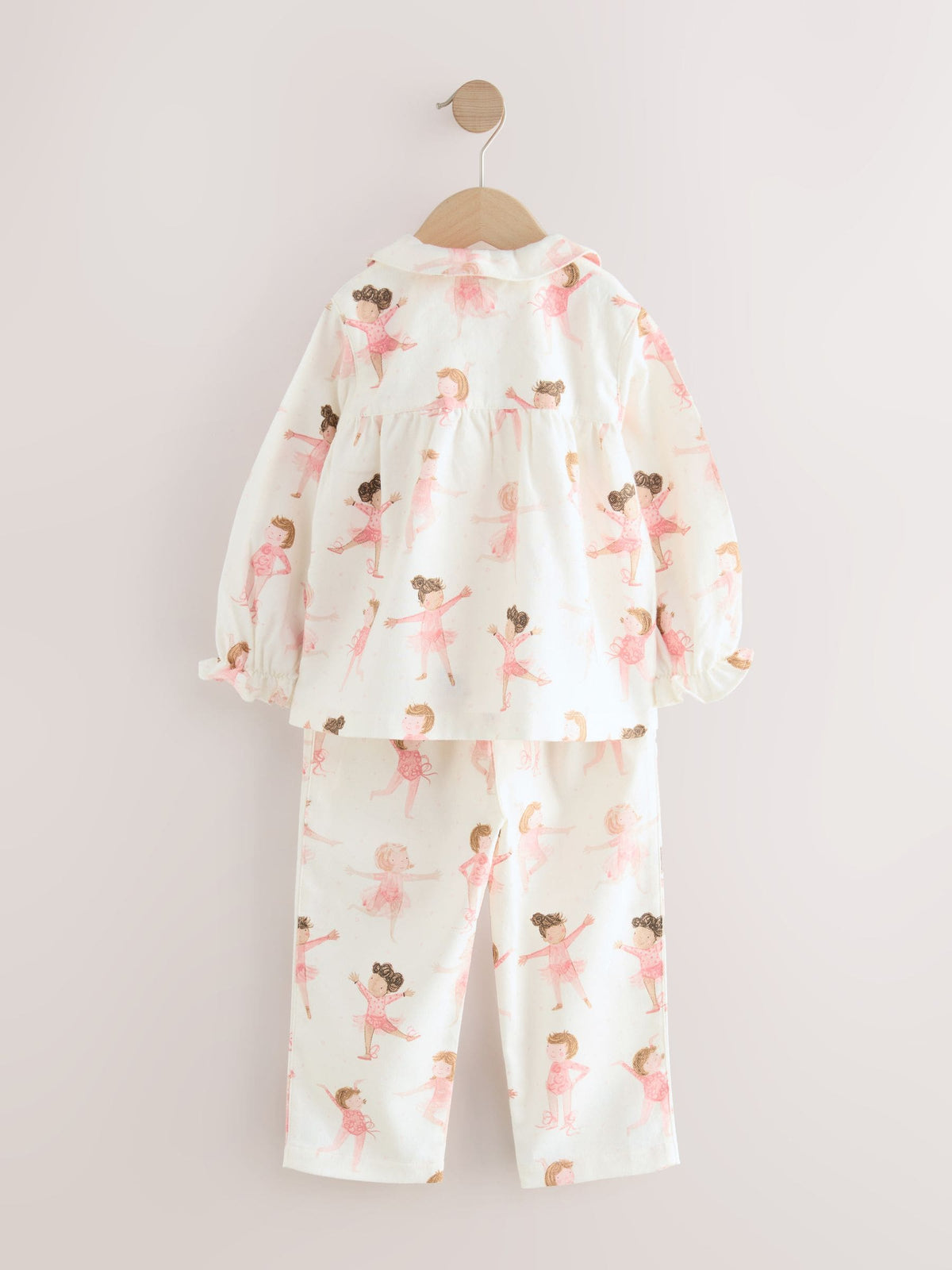 Ecru/Pink Ballerina Woven Button Through Pyjamas (9mths-10yrs)