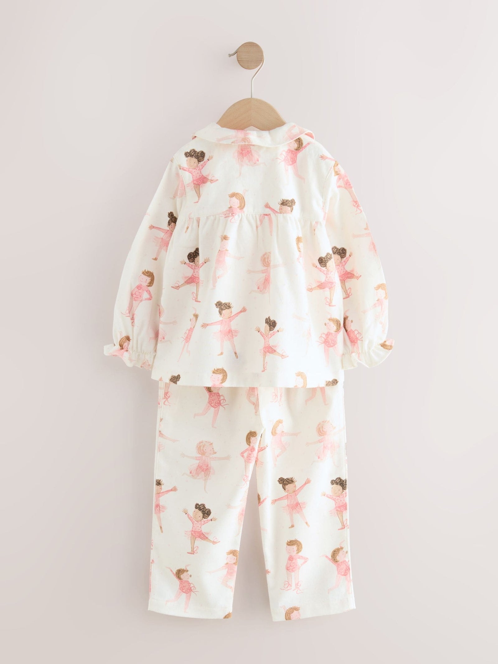 Ecru/Pink Ballerina Woven Button Through Pyjamas (9mths-10yrs)