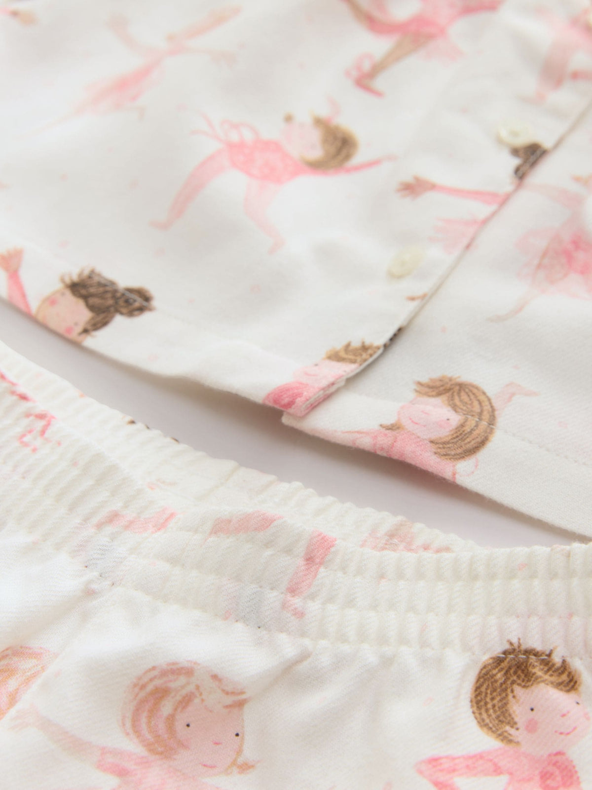 Ecru/Pink Ballerina Woven Button Through Pyjamas (9mths-10yrs)