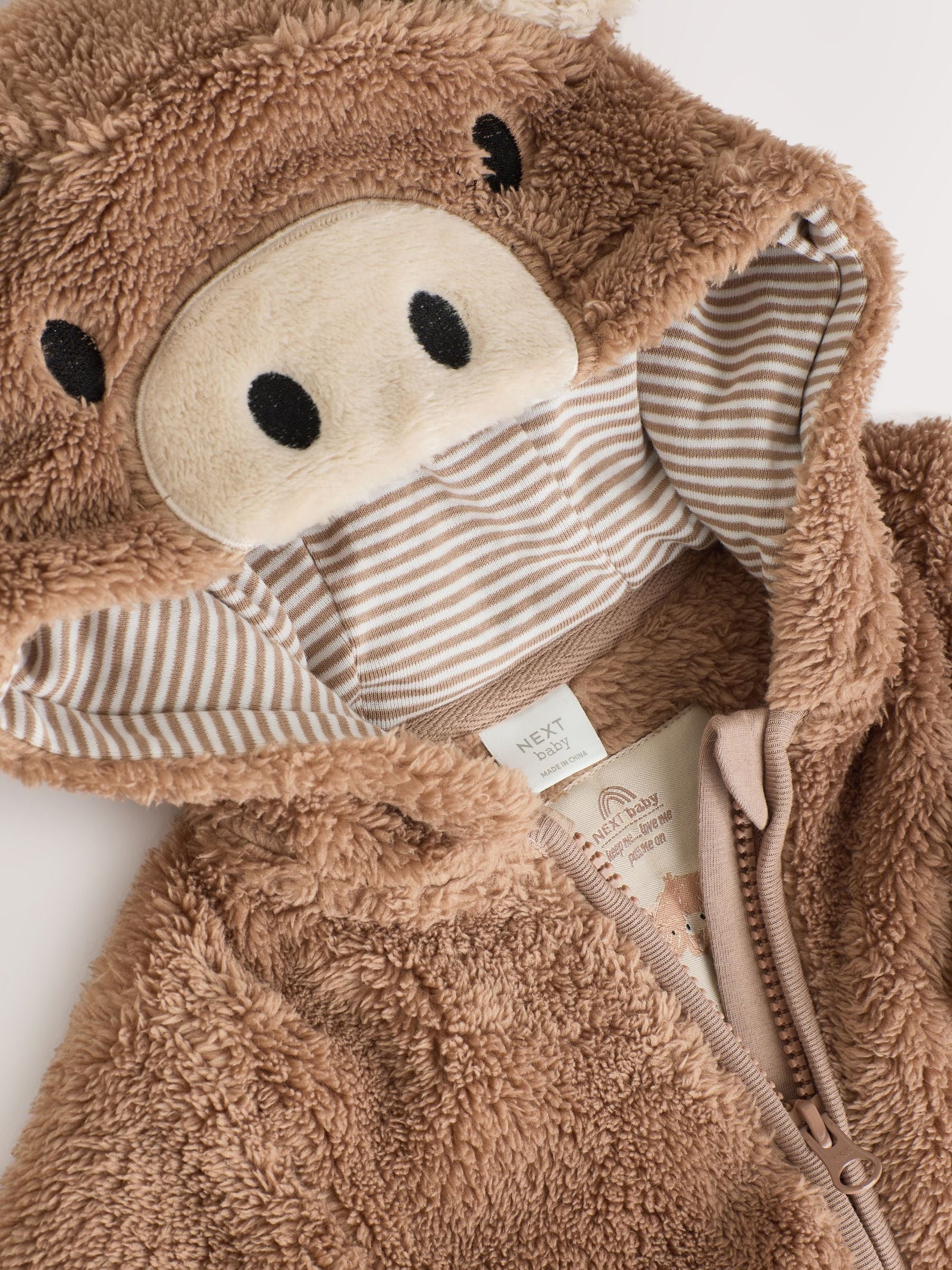 Brown Hamish Hooded Baby Fleece Pramsuit (0-18mths)