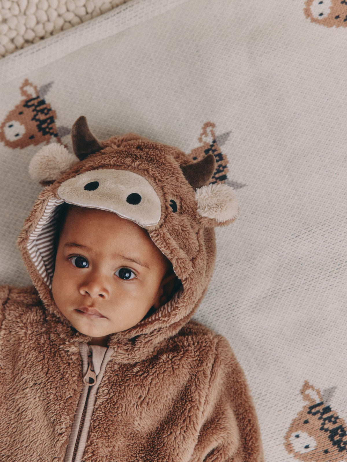 Brown Hamish Hooded Baby Fleece Pramsuit (0-18mths)