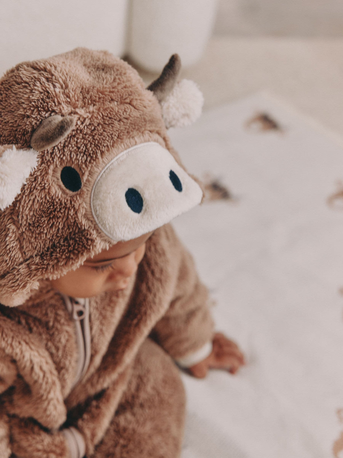 Brown Hamish Hooded Baby Fleece Pramsuit (0-18mths)