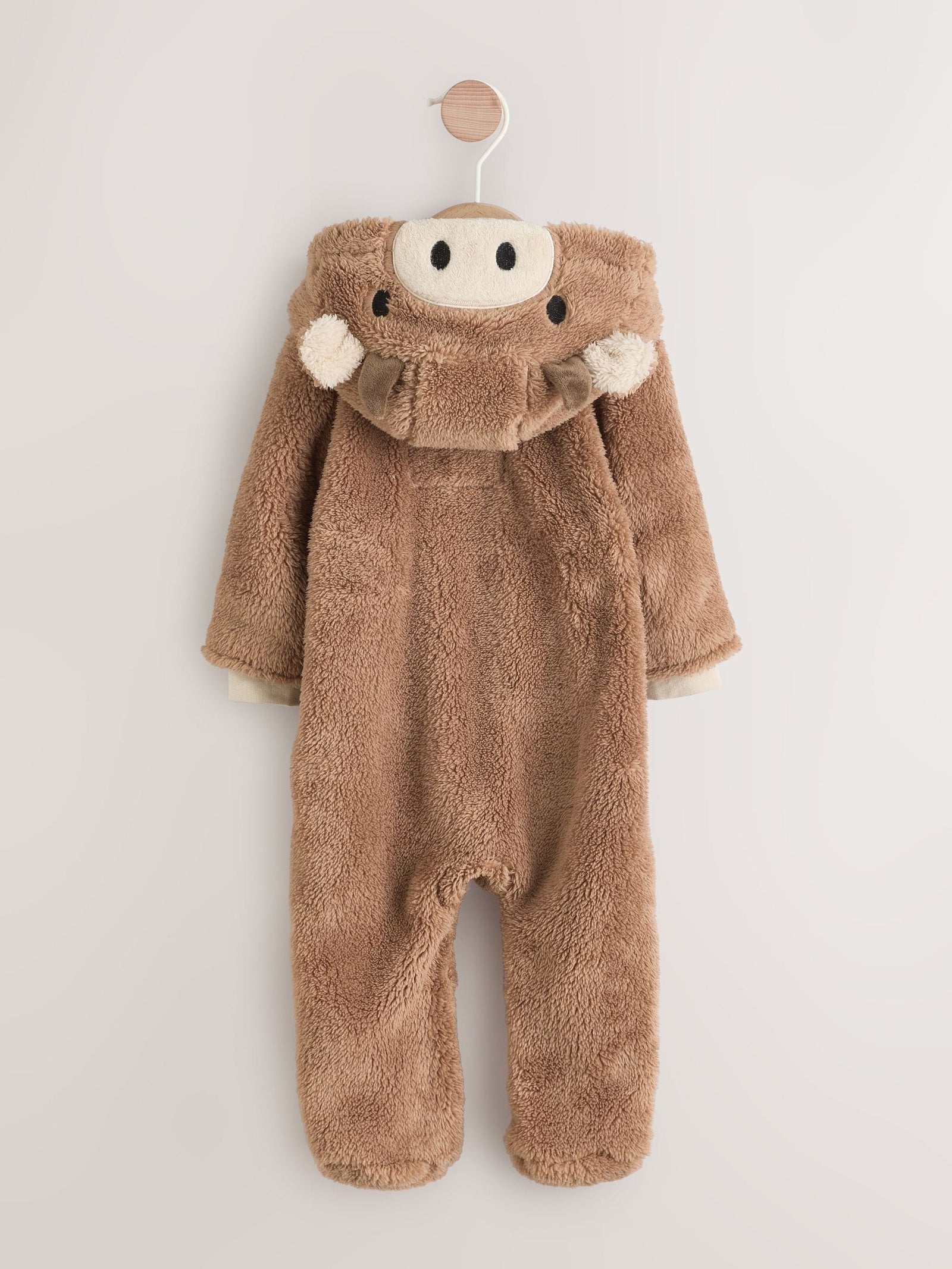 Brown Hamish Hooded Baby Fleece Pramsuit (0-18mths)