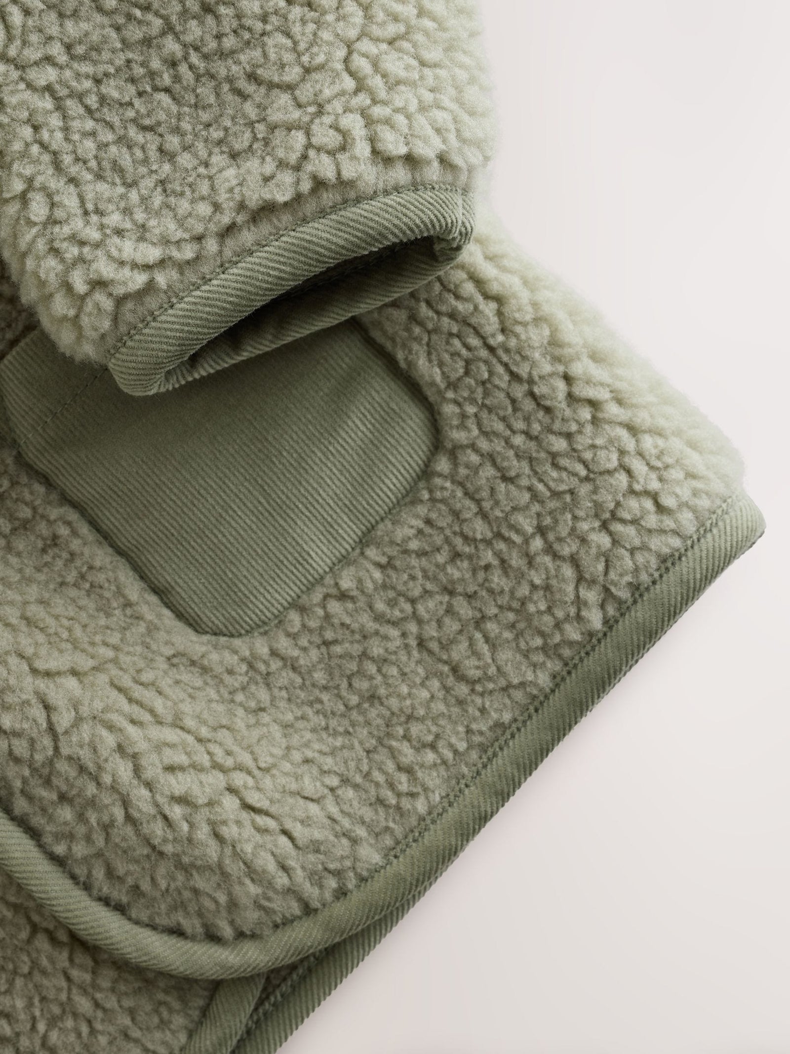 Sage Green Hooded Baby Borg Jacket